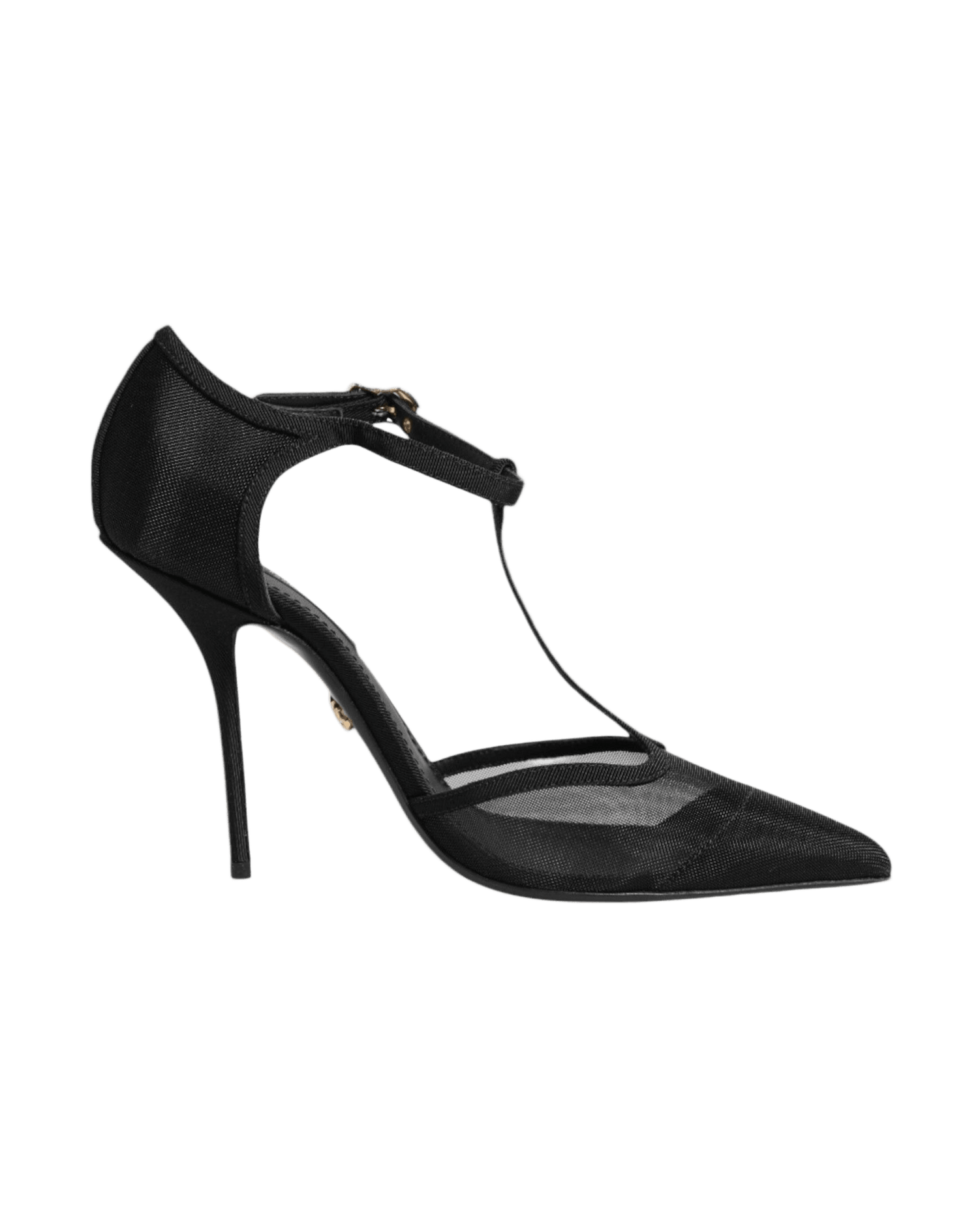 Dolce & Gabbana Black Mesh T Strap Stiletto High Heels Shoes Heels