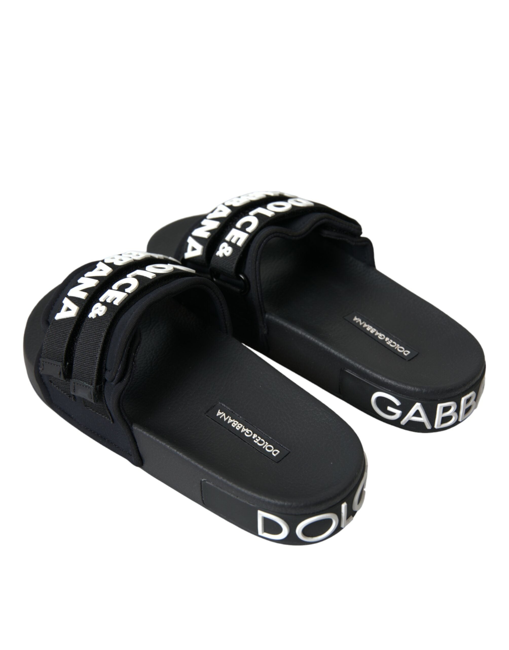 Dolce & Gabbana Black Neoprene Slides Flats Beachwear Shoes Glam Steals