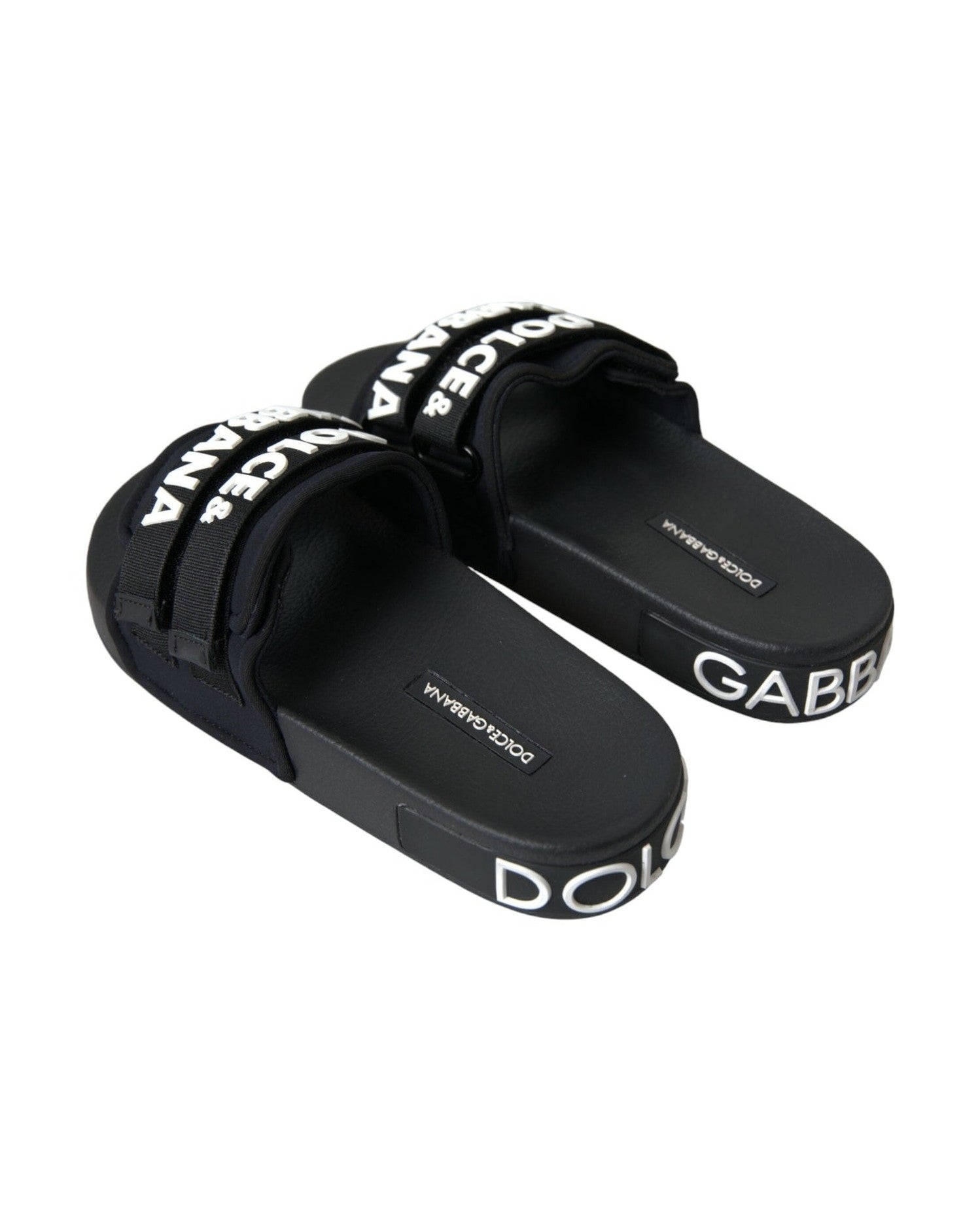 Dolce & Gabbana Black Neoprene Slides Flats Beachwear Shoes Glam Steals
