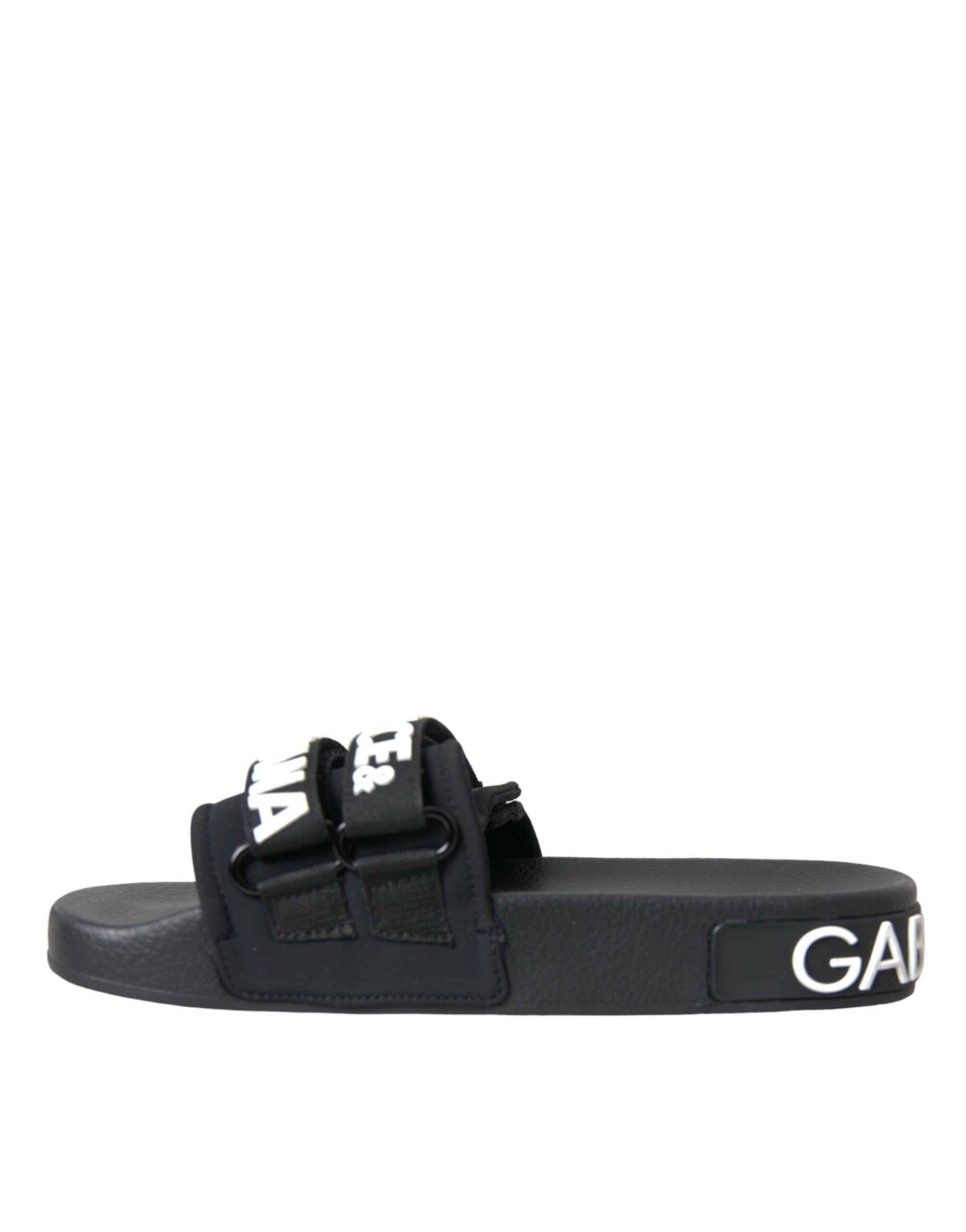 Dolce & Gabbana Black Neoprene Slides Flats Beachwear Shoes Glam Steals