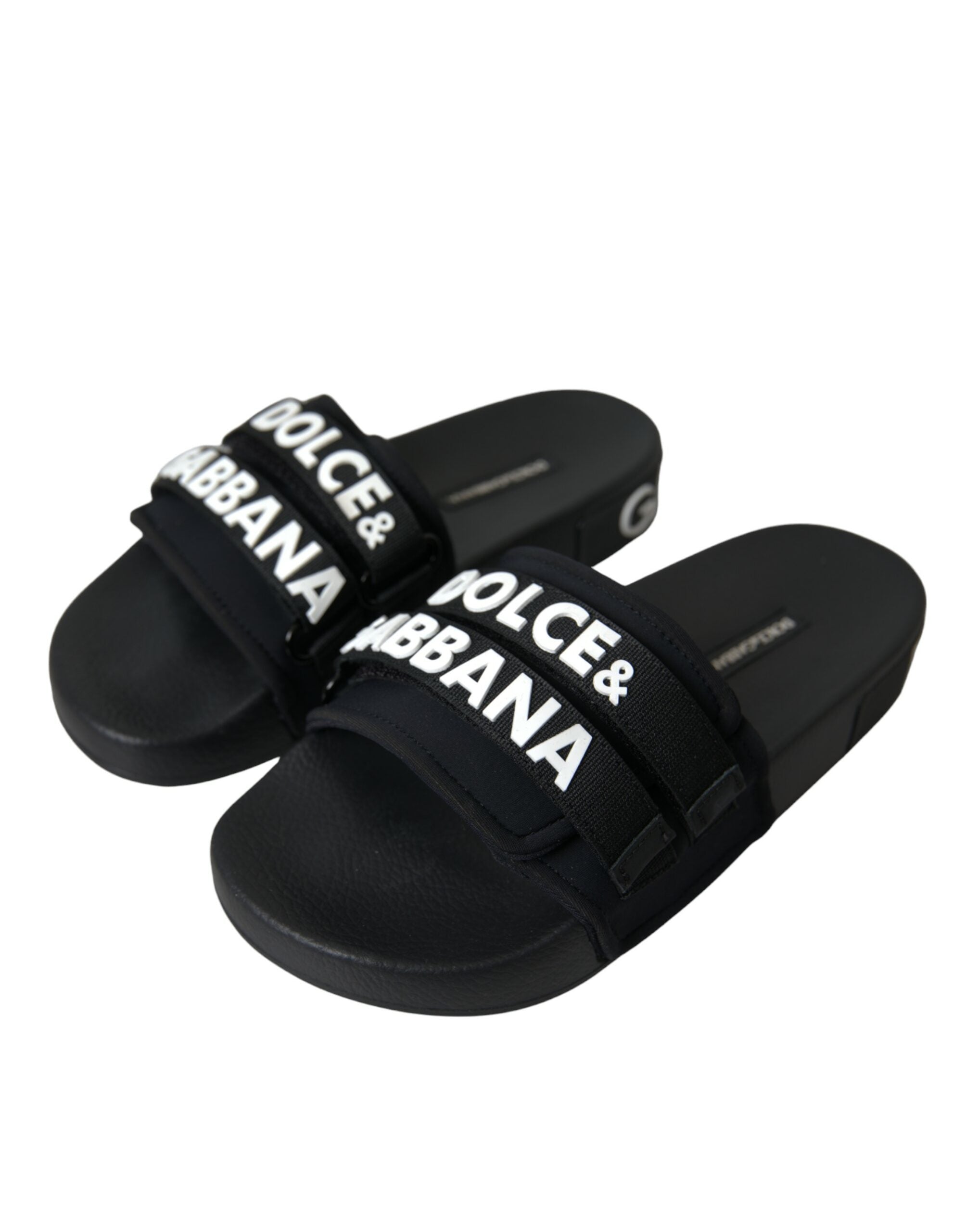 Dolce & Gabbana Black Neoprene Slides Flats Beachwear Shoes Glam Steals