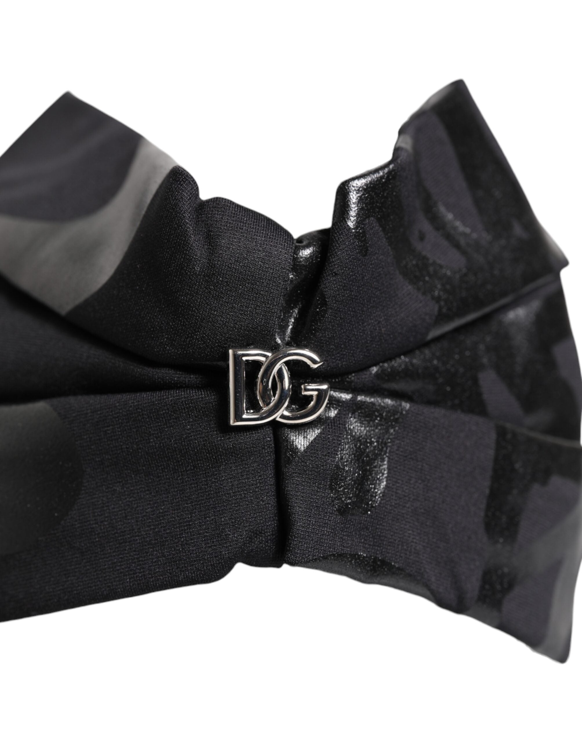 Dolce & Gabbana Black Nylon Stretch Dg Logo Head Band Hat Glam Steals