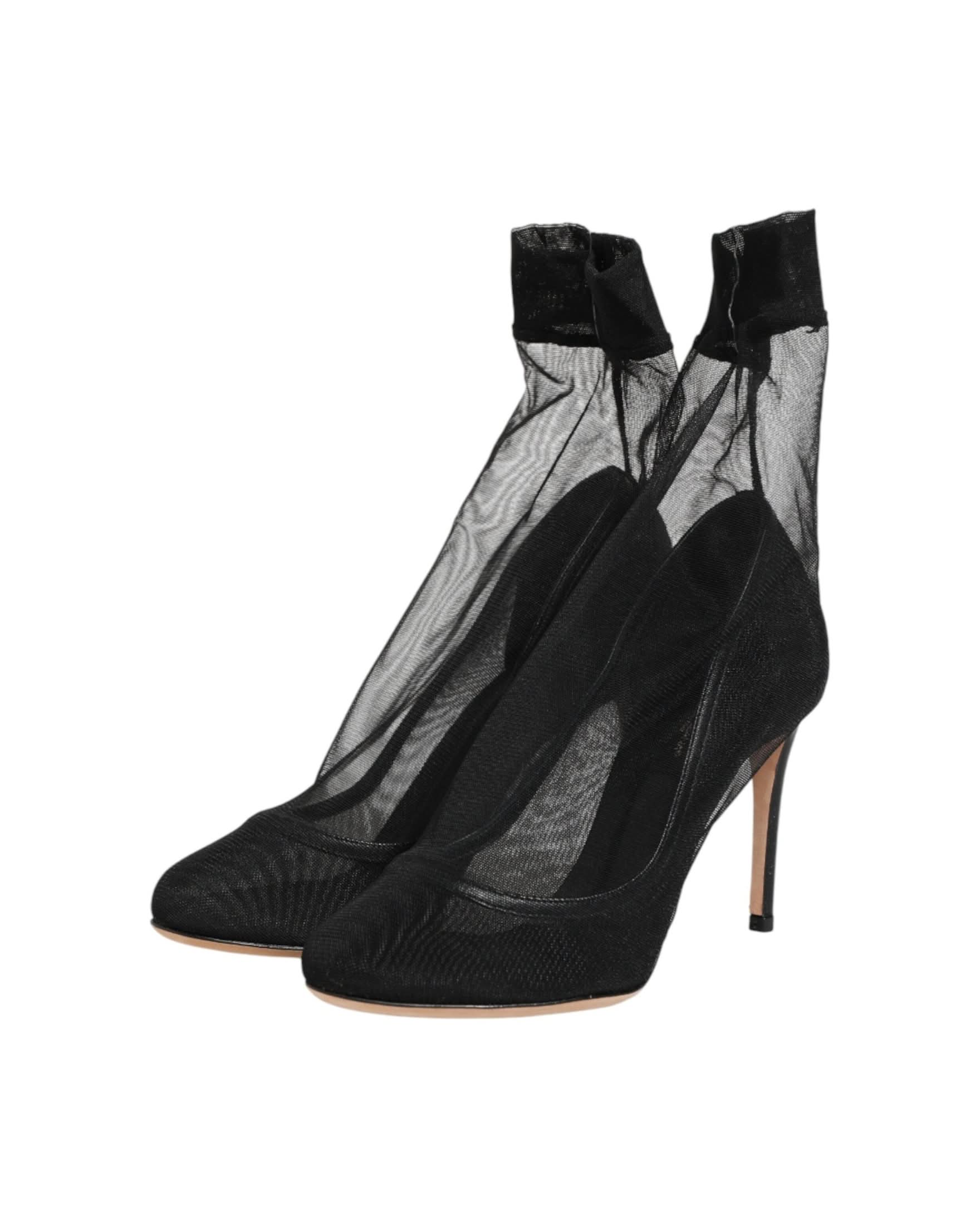 Dolce & Gabbana Black Nylon Stretch Mesh Sock Boots Shoes Boots