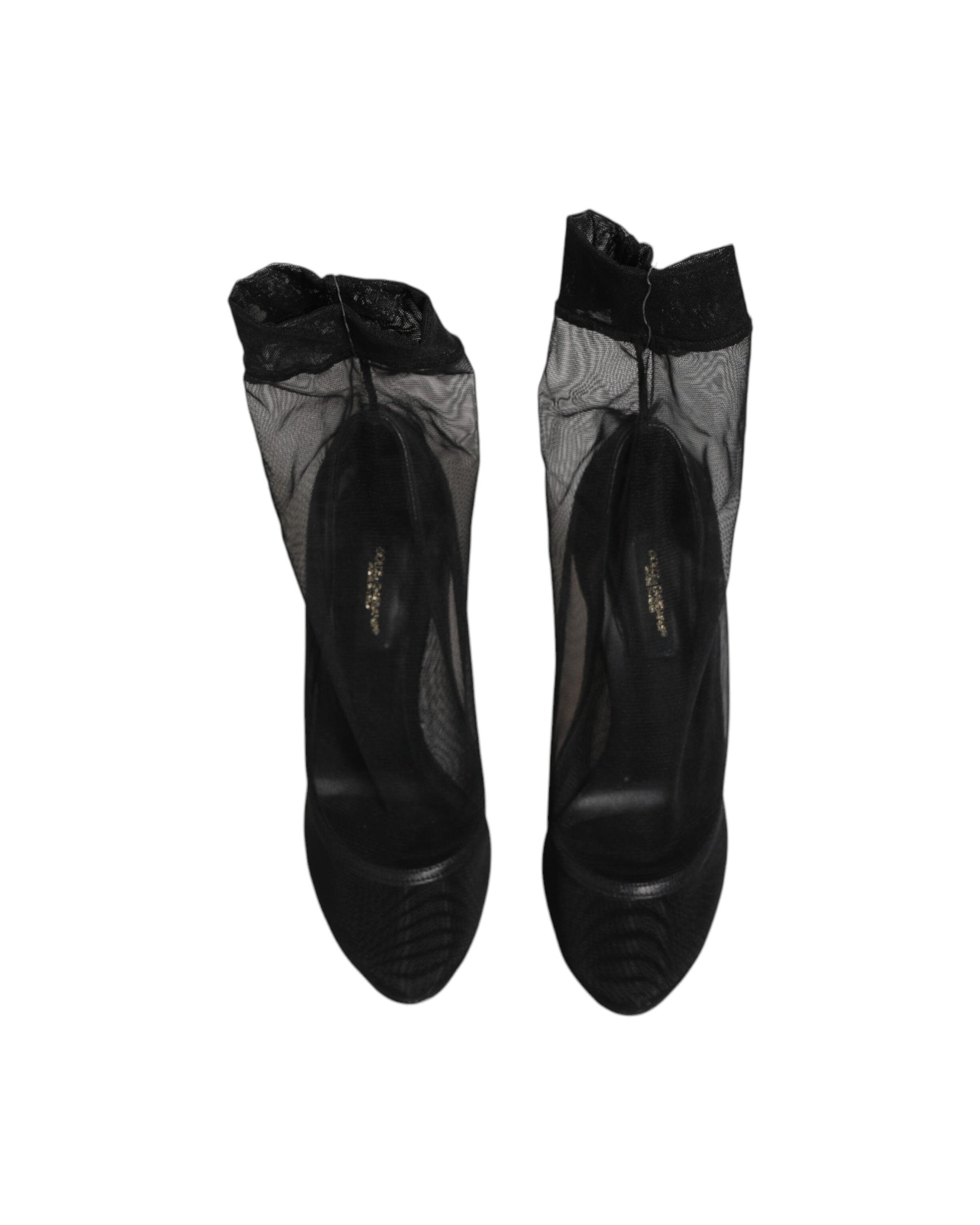 Dolce & Gabbana Black Nylon Stretch Mesh Sock Boots Shoes Glam Steals