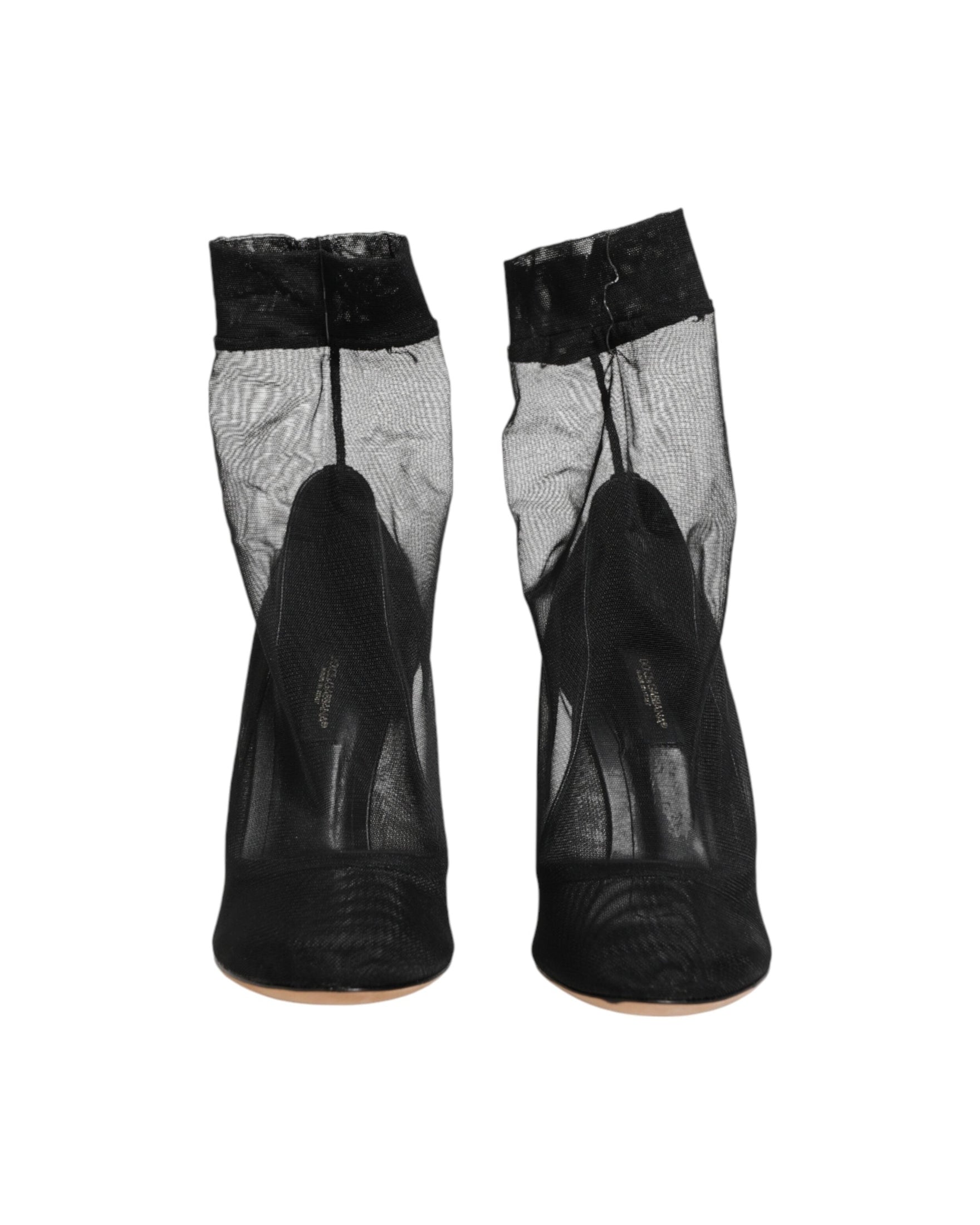 Dolce & Gabbana Black Nylon Stretch Mesh Sock Boots Shoes Glam Steals