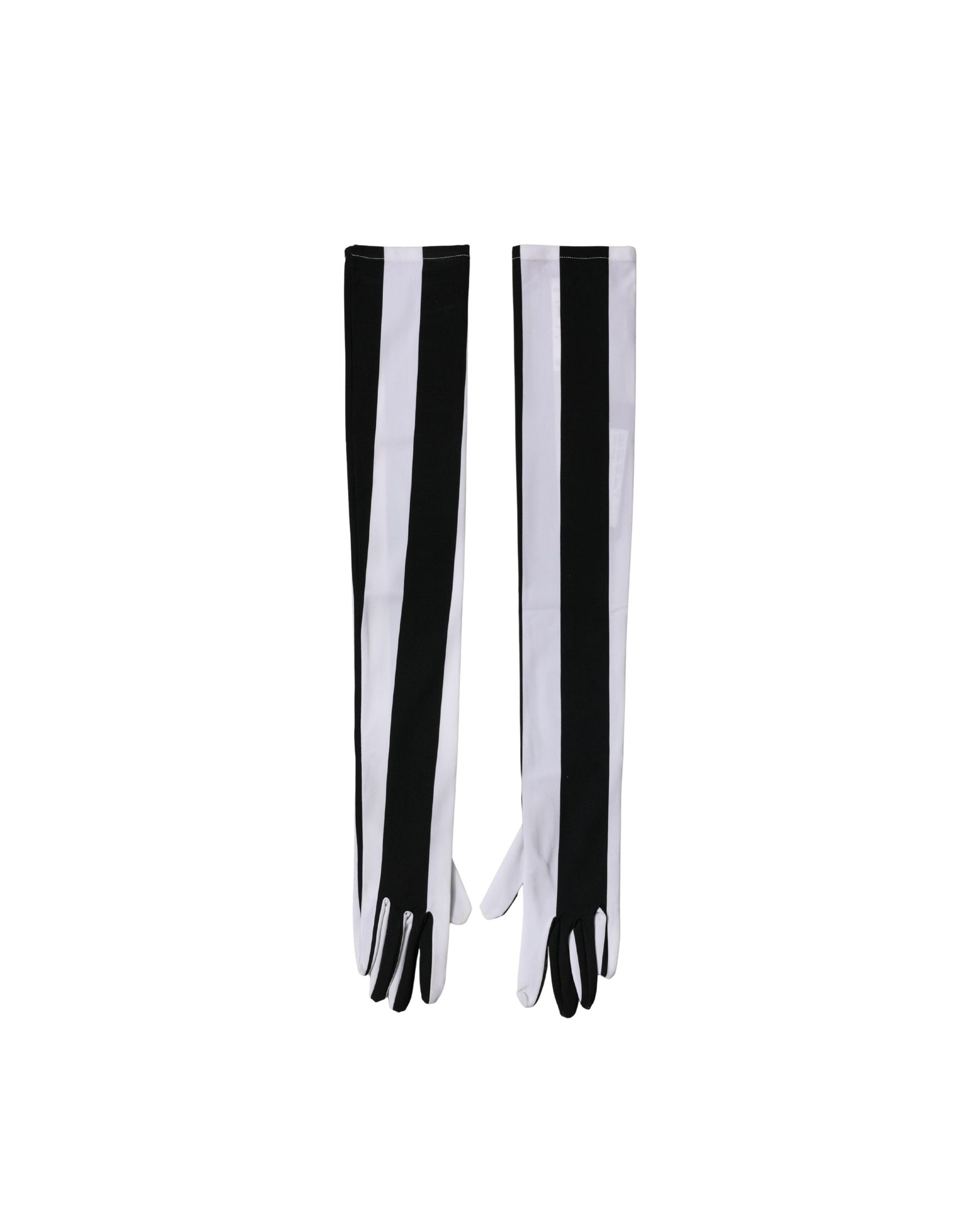 Dolce & Gabbana Black Nylon White Stripes Elbow Length Gloves