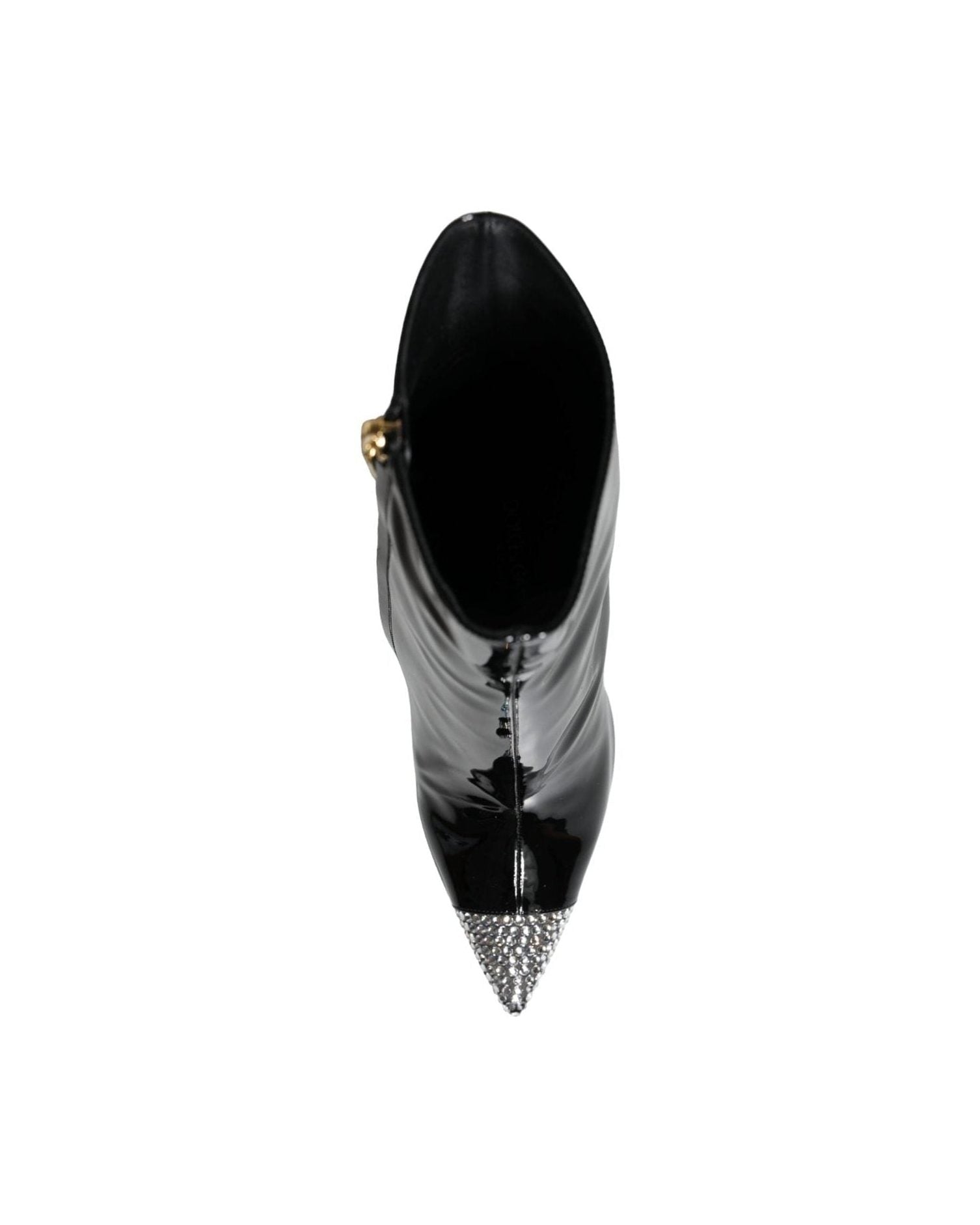 Dolce & Gabbana Black Patent Leather Crystal Heel Boots Shoes Glam Steals