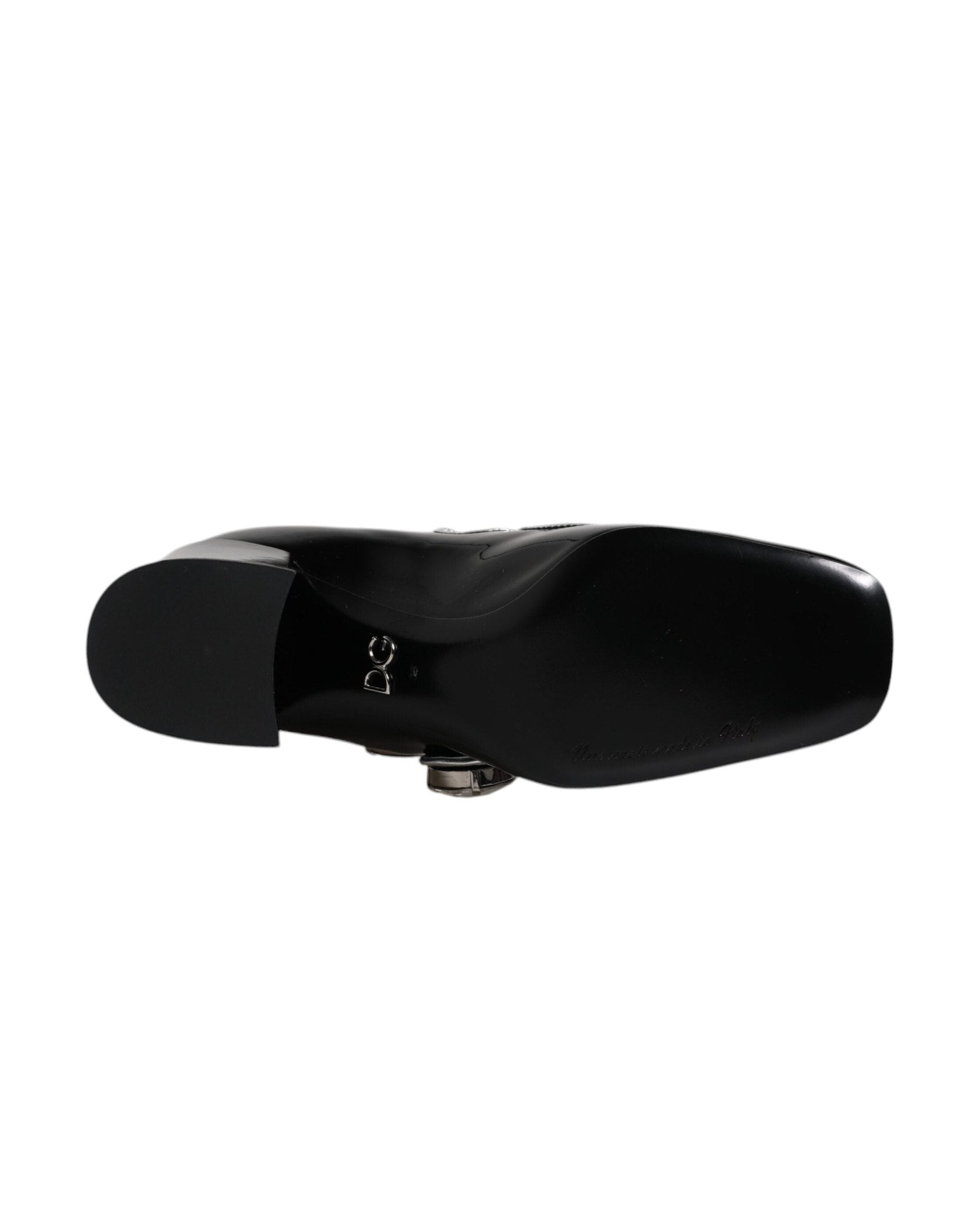 Dolce & Gabbana Black Patent Leather Crystal Mary Jane Pumps Shoes Glam Steals