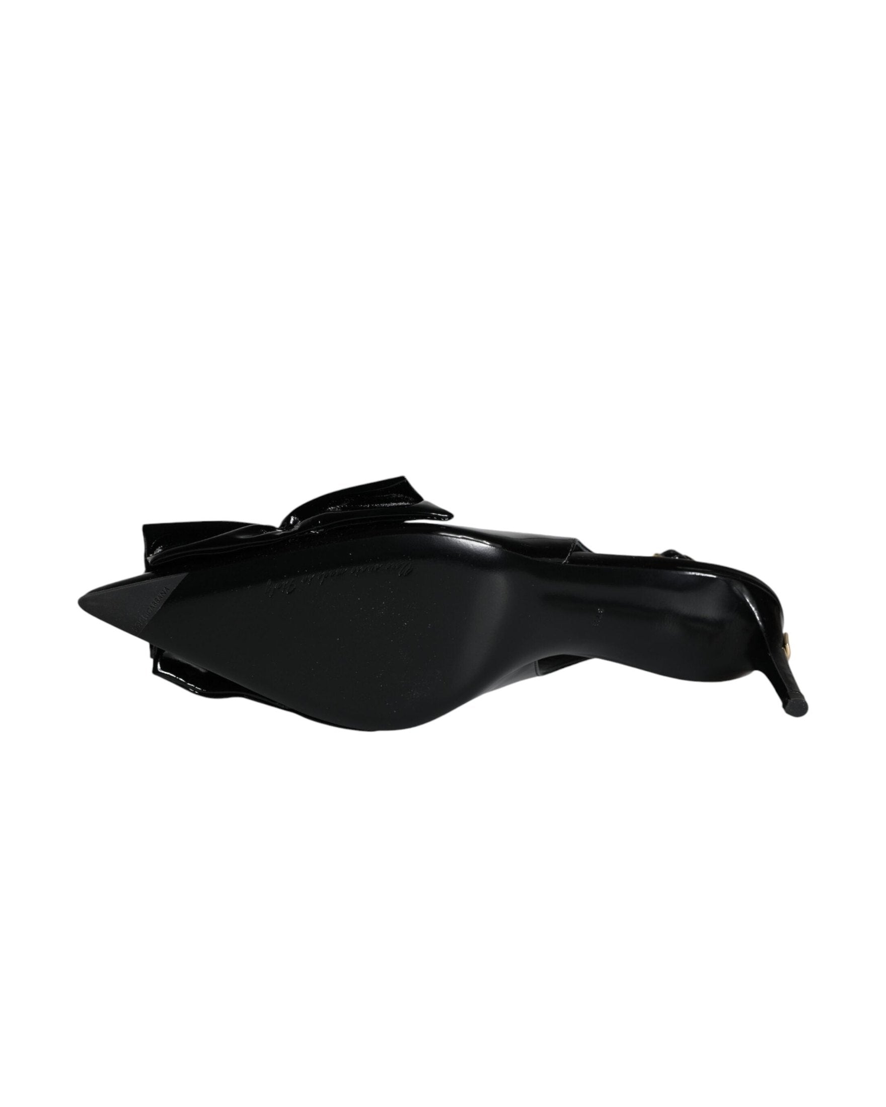 Dolce & Gabbana Black Patent Leather Heels Slingback Shoes Glam Steals
