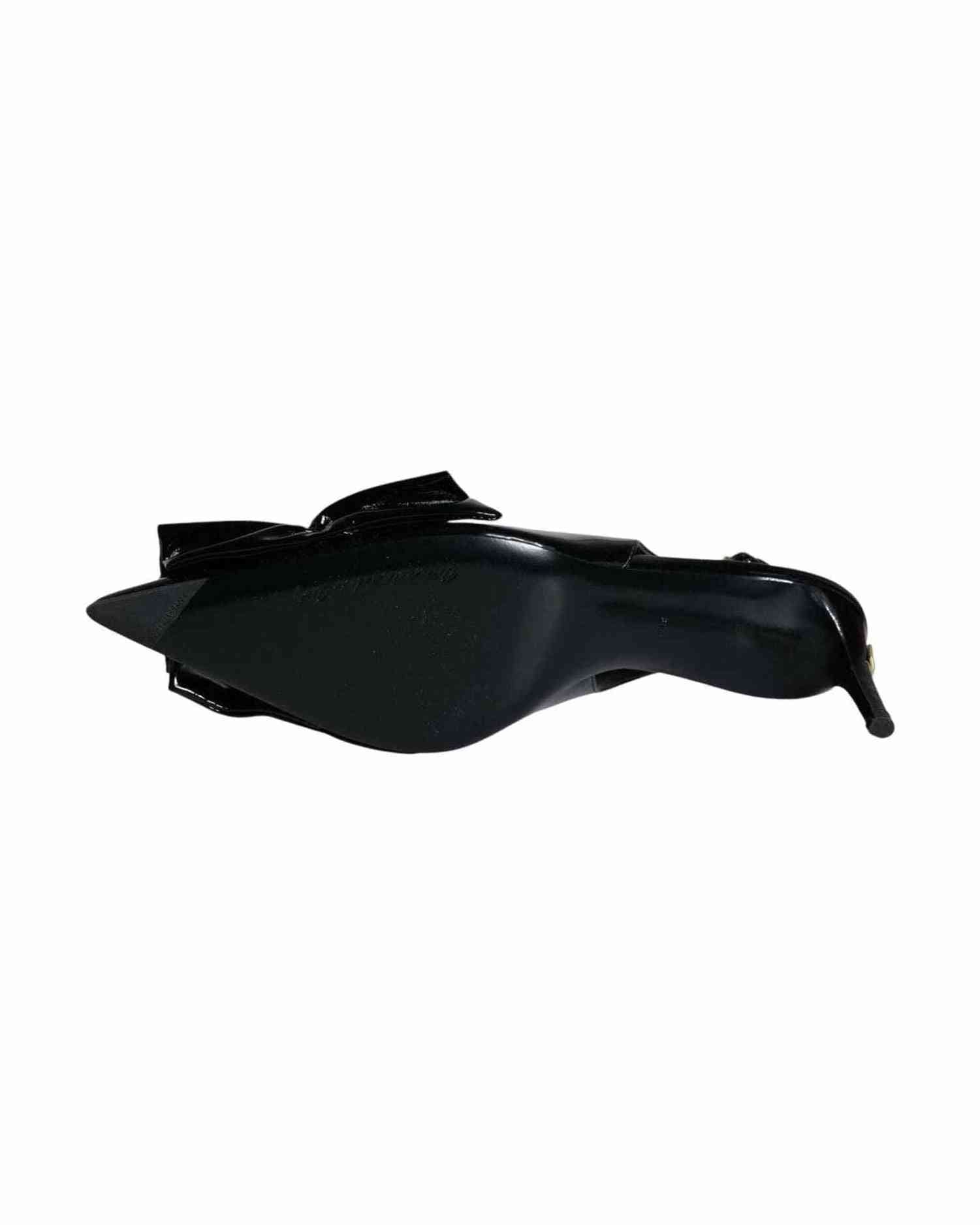 Dolce & Gabbana Black Patent Leather Heels Slingback Shoes Glam Steals