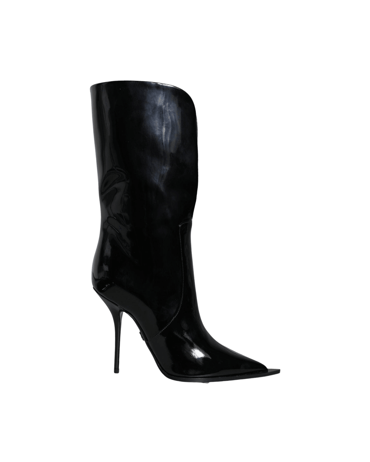 Dolce & Black Gabbana Patent Leather Mid Calf Boots Shoes Glam Steals