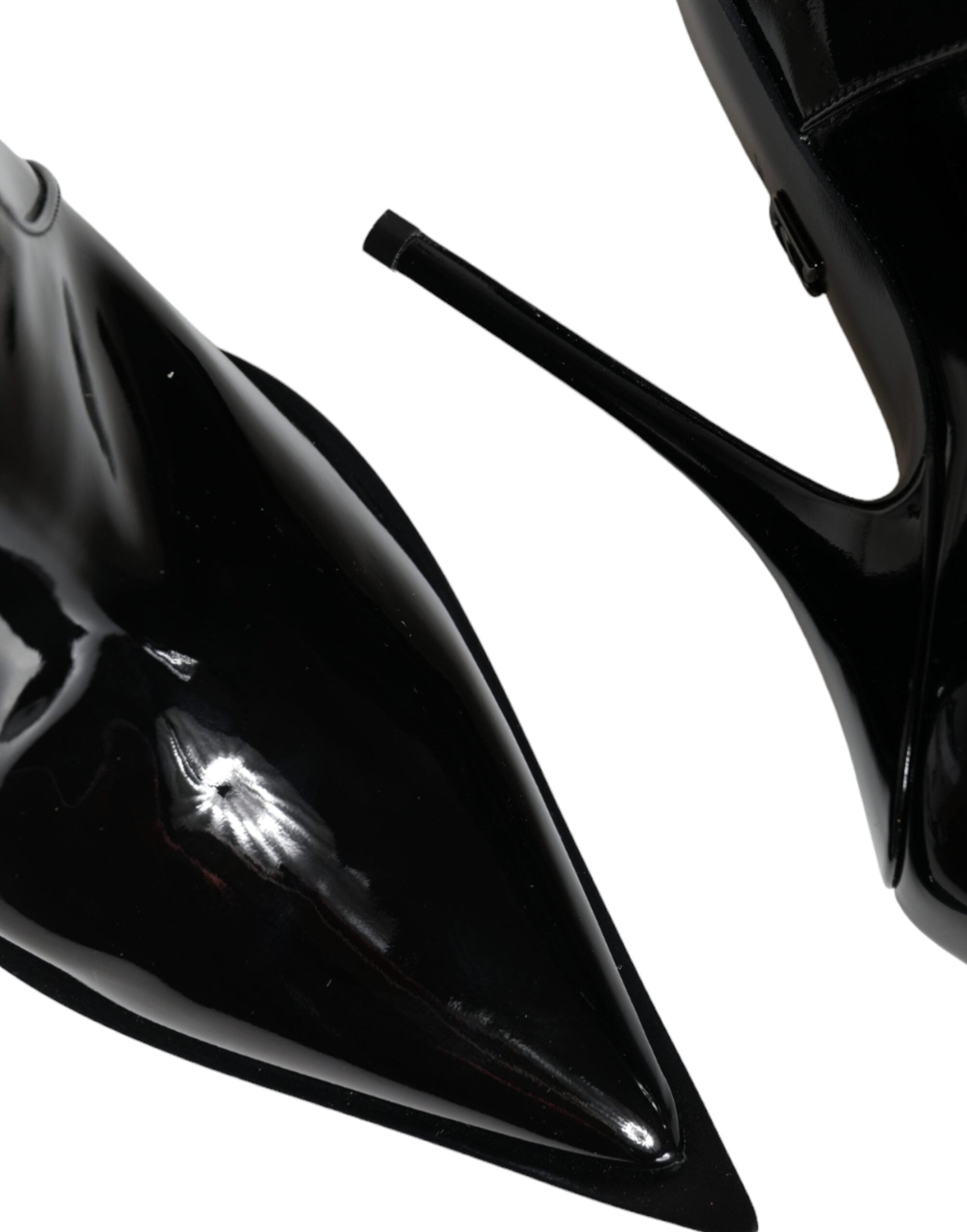 Dolce & Gabbana Black Patent Leather Pointed Ankle Boots Shoes Glam Steals