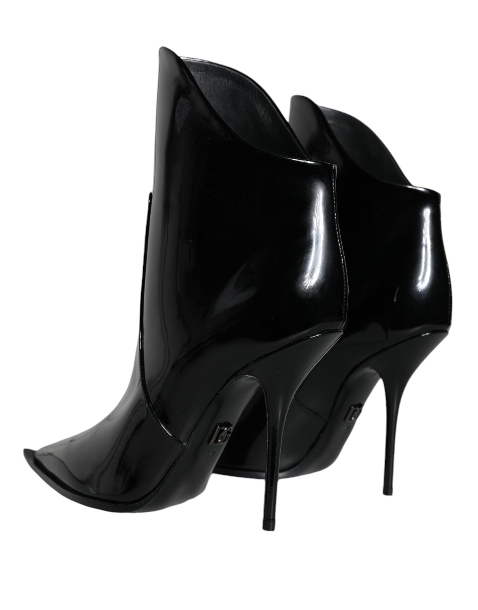 Dolce & Gabbana Black Patent Leather Pointed Ankle Boots Shoes Glam Steals