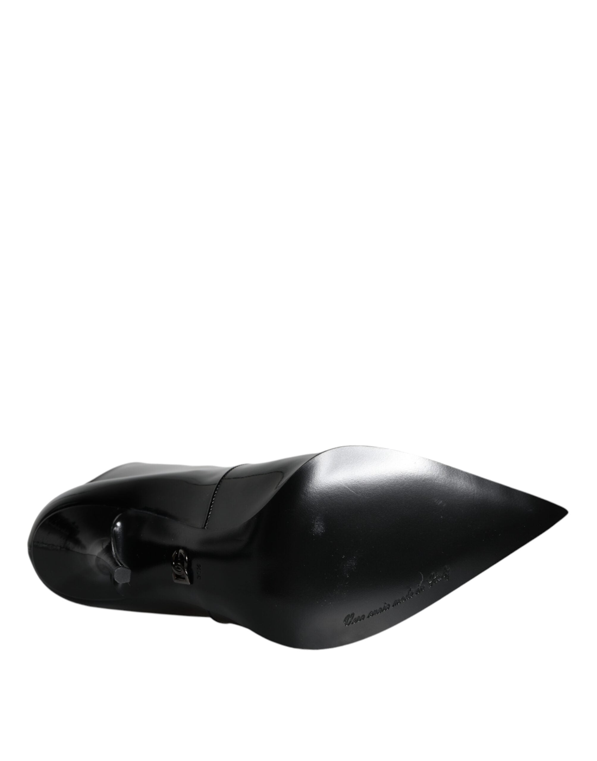 Dolce & Gabbana Black Patent Leather Pointed Ankle Boots Shoes Glam Steals