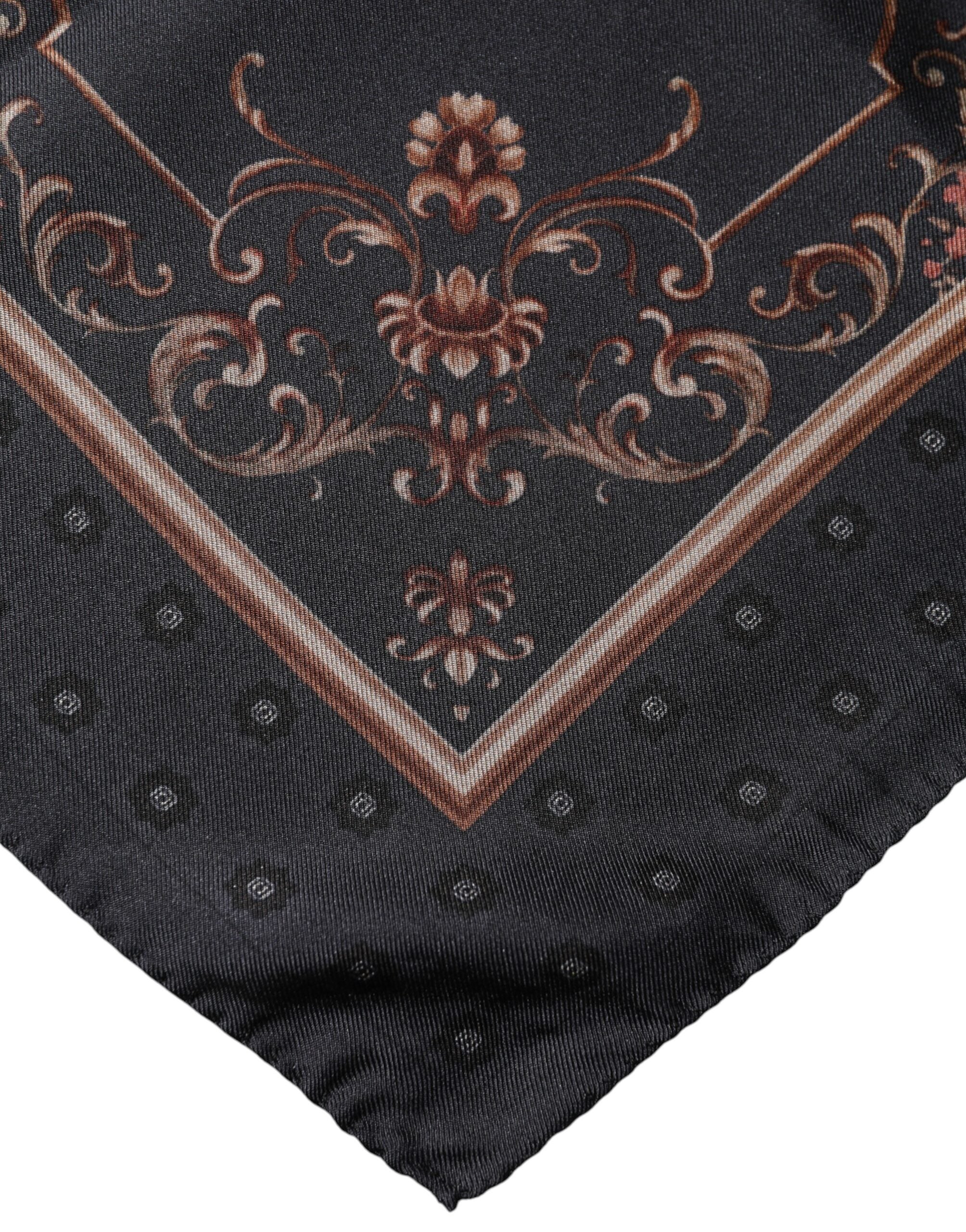 Dolce & Gabbana Black Patterned Square Foulard Scarf Glam Steals