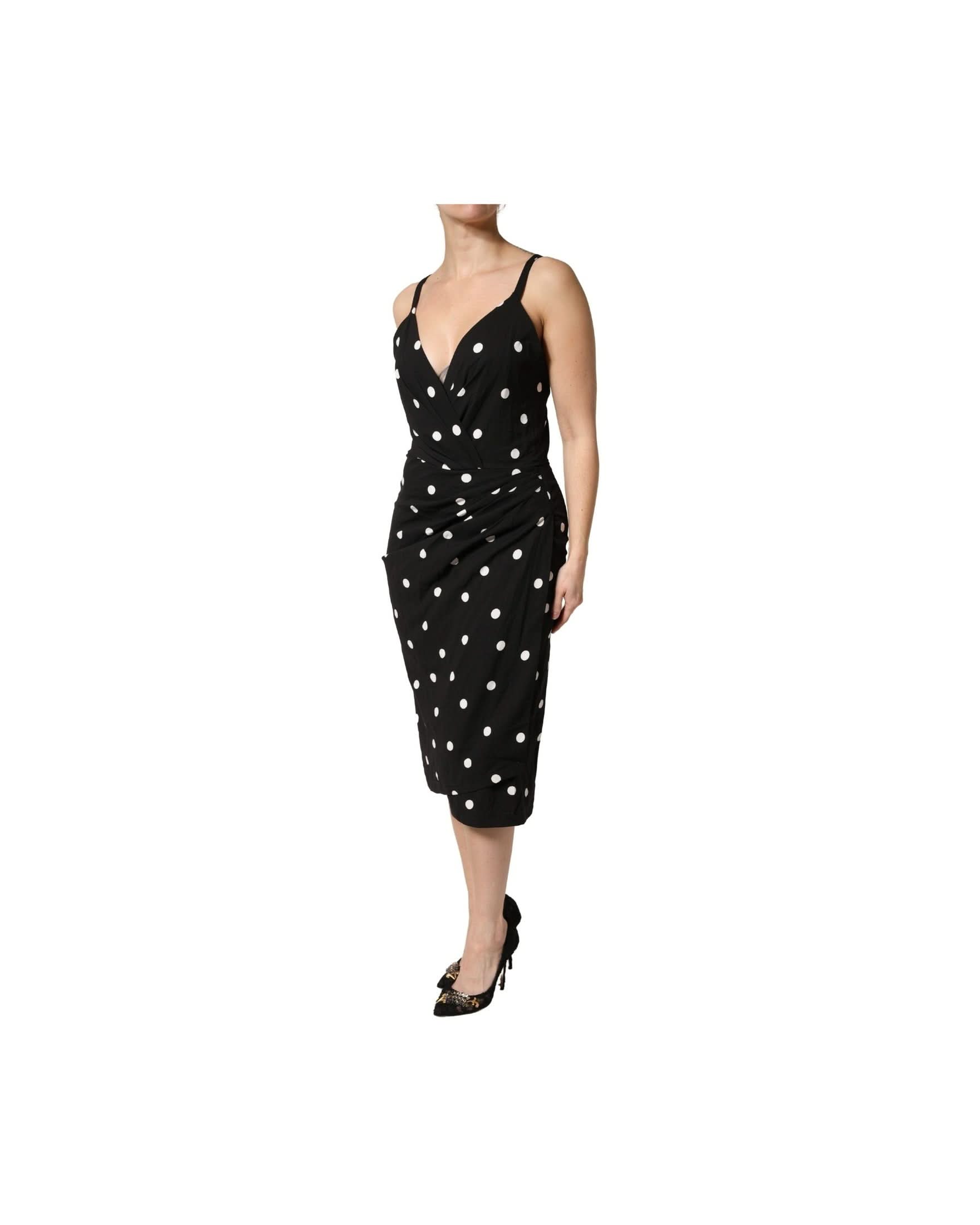 Dolce & Gabbana Black Polka Dotted Viscose Sheath Dress