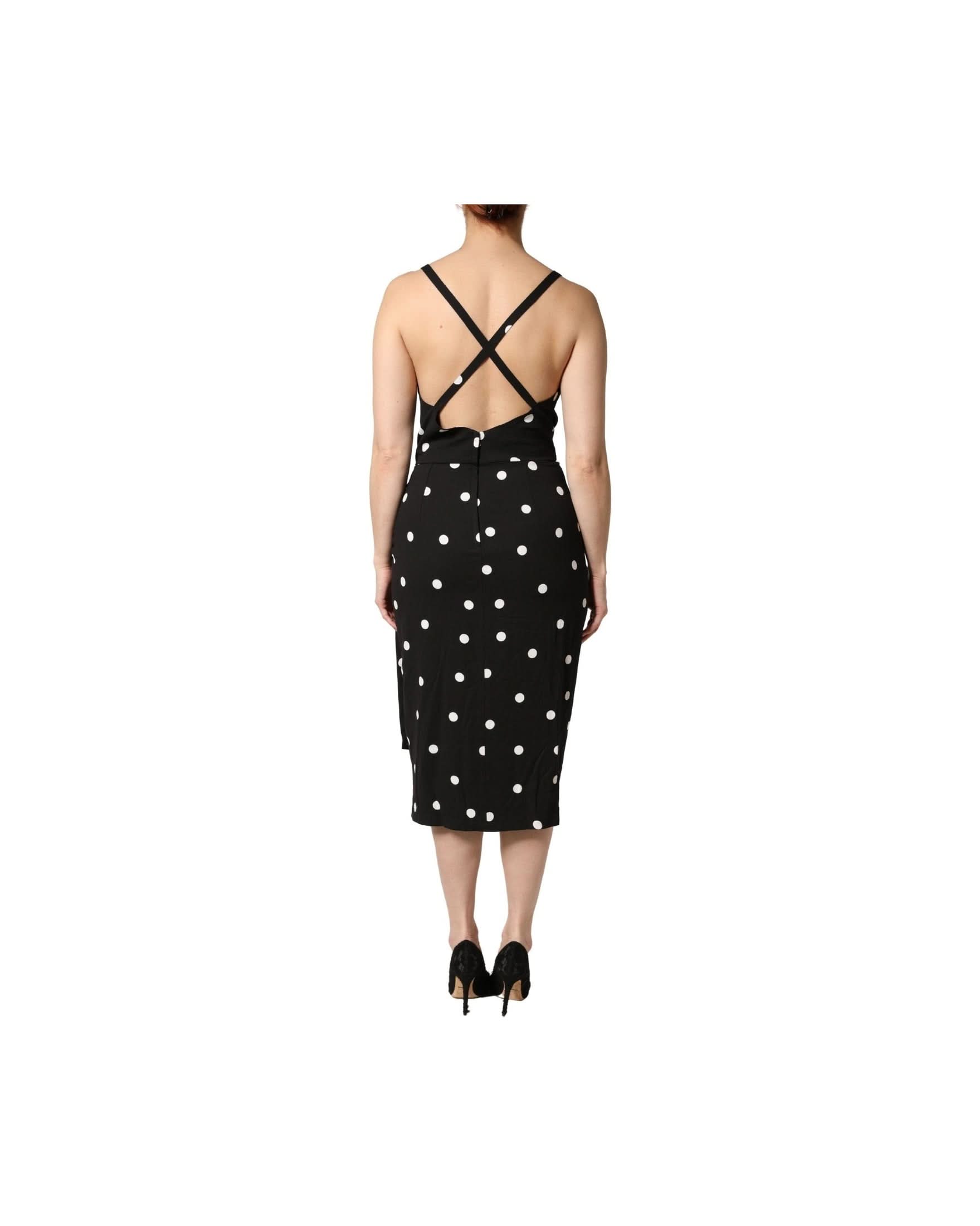 Dolce & Gabbana Black Polka Dotted Viscose Sheath Dress