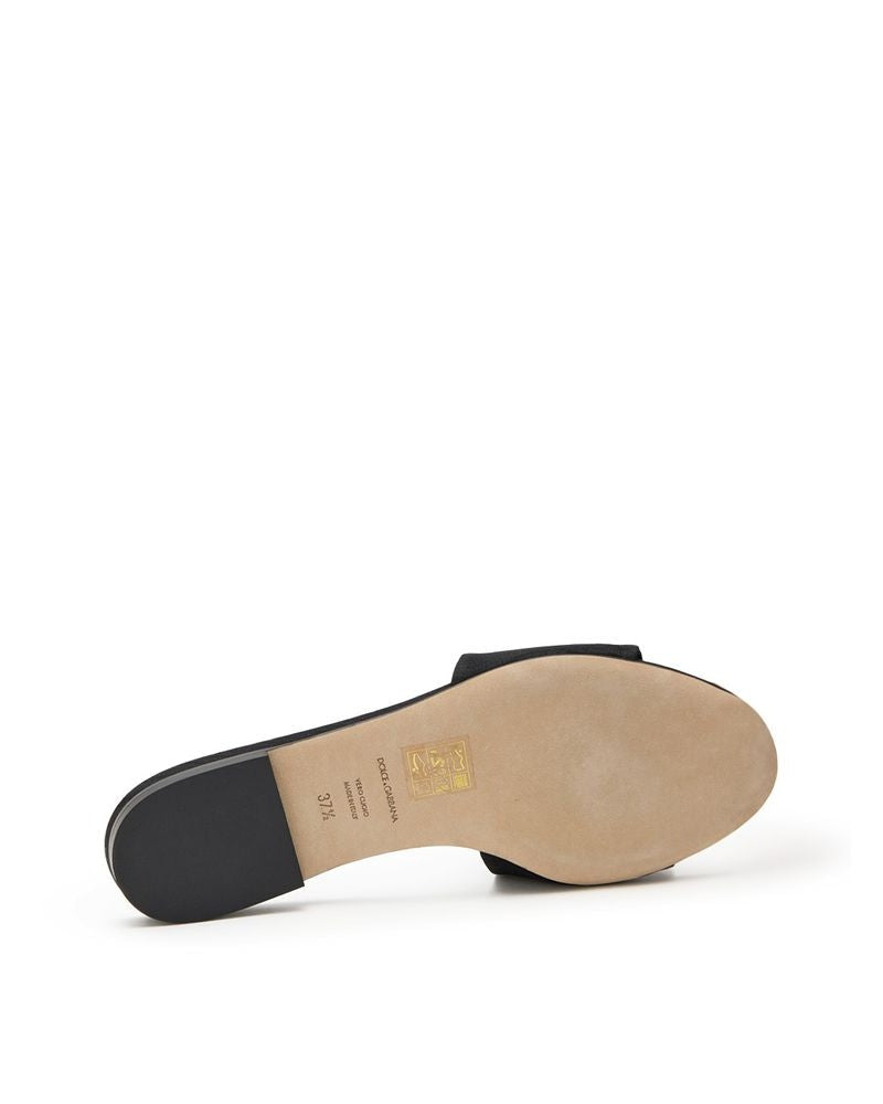 Dolce & Gabbana Black Polyester Slippers Glam Steals