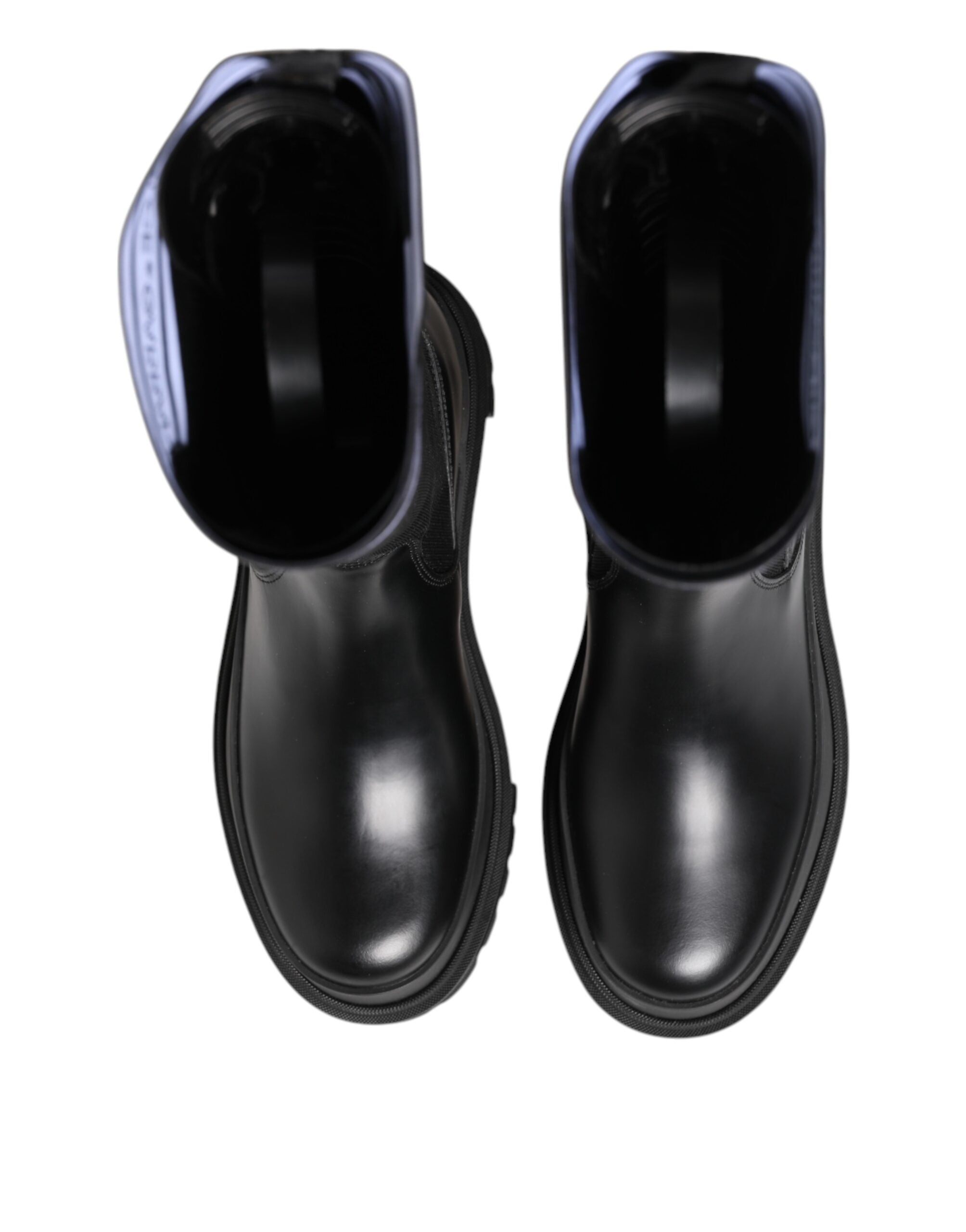 Dolce & Gabbana Black Polyester White Socks High Boots Shoes Glam Steals