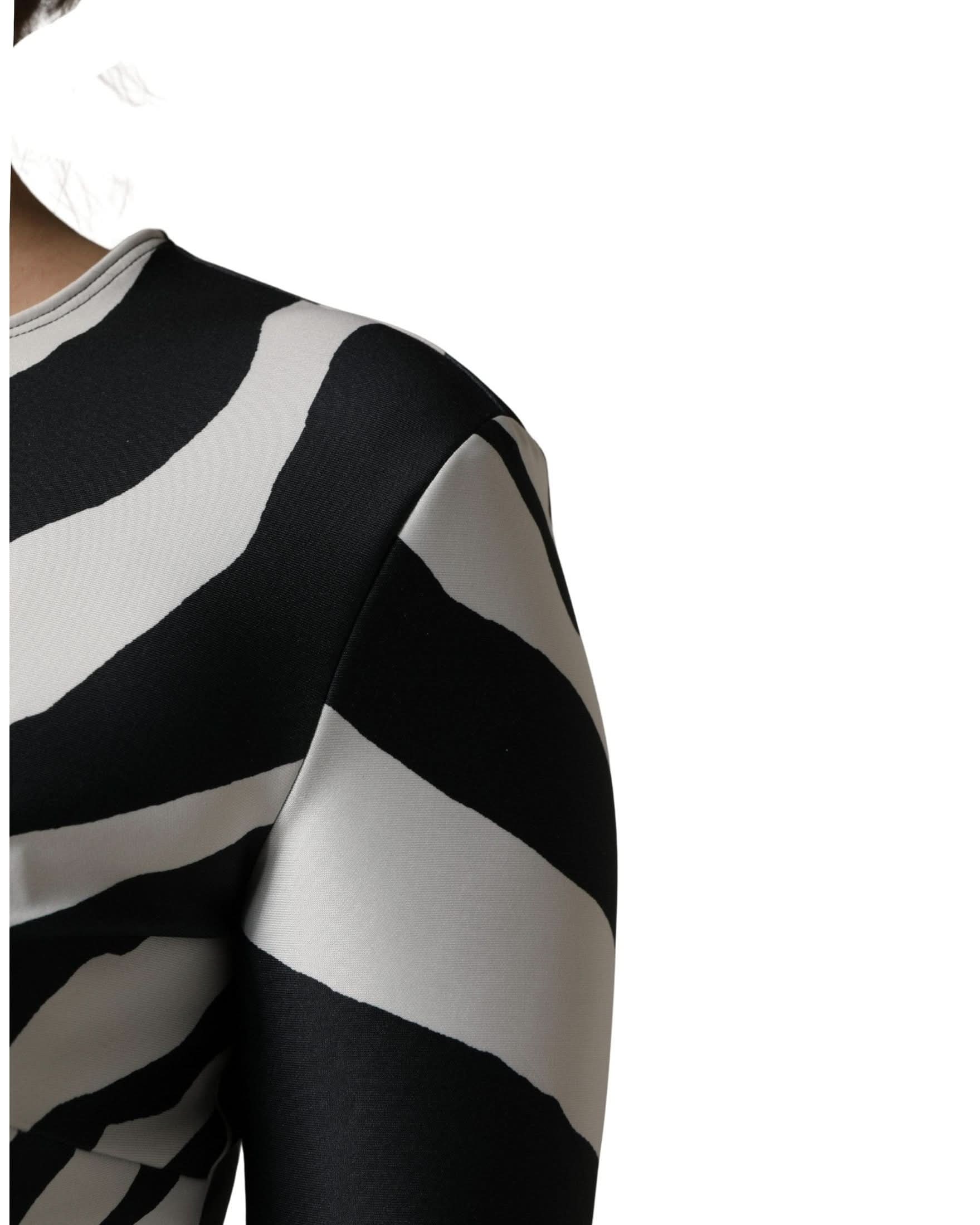 Dolce & Gabbana Black Polyester White Zebra Pattern Jumpsuit Glam Steals
