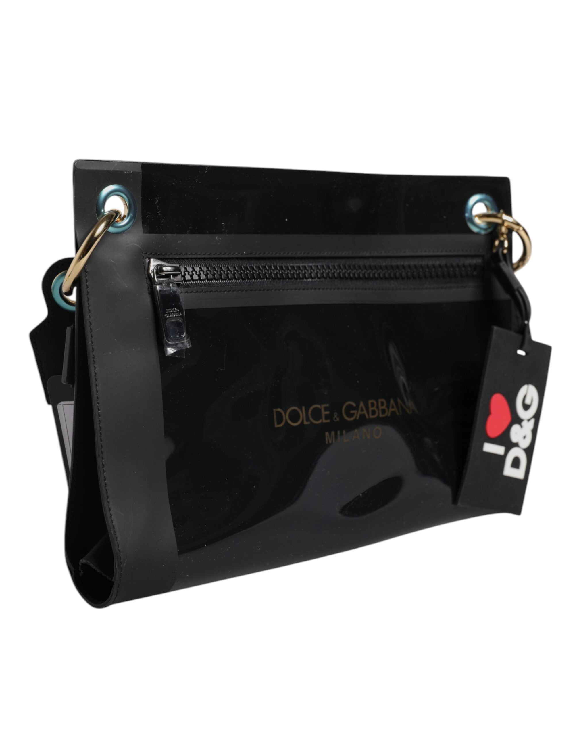 Dolce & Gabbana Black Pvc Leather Pouch Shoulder Strap Bag Glam Steals