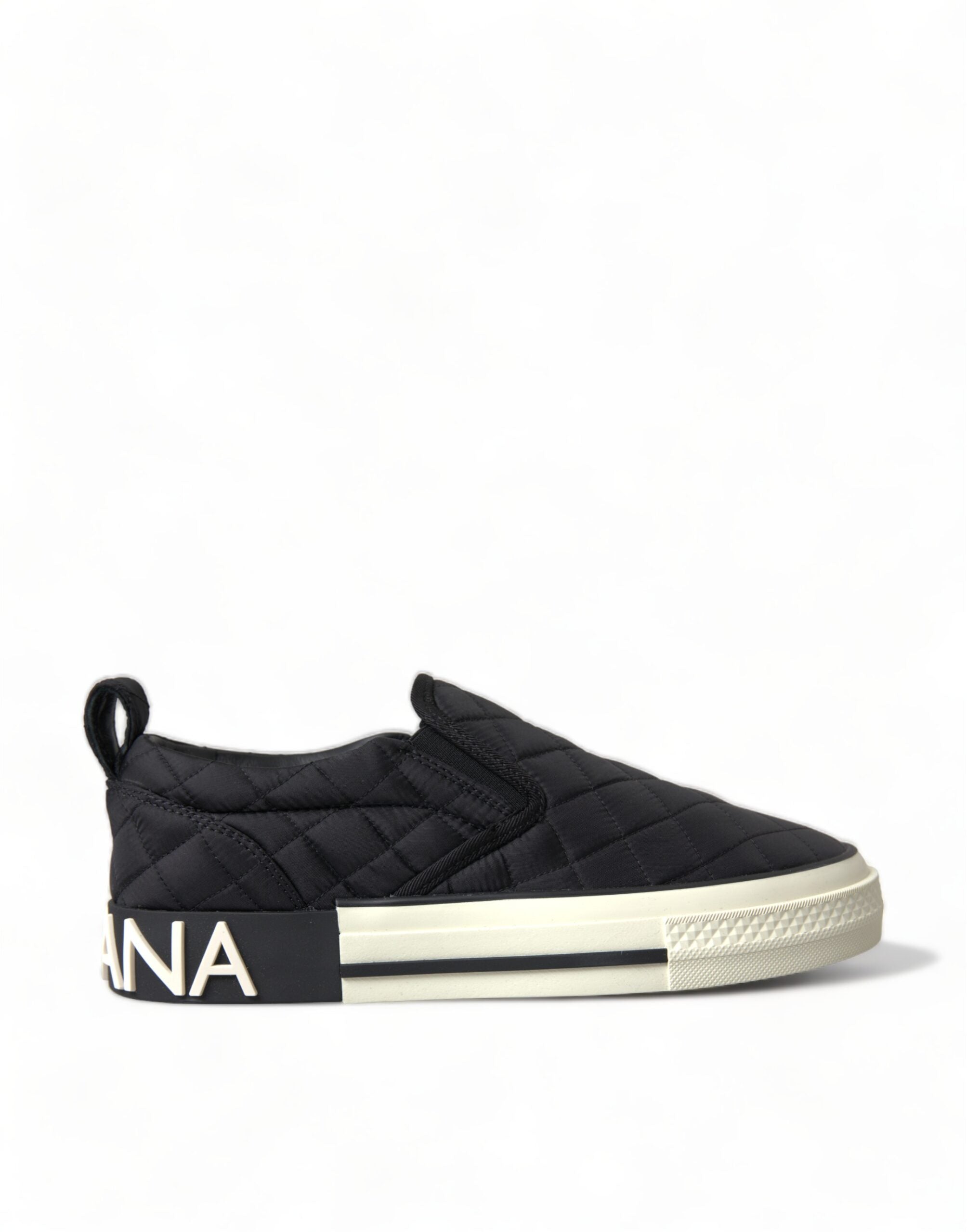 Dolce & Gabbana Black Quilted Slip On Low Top Sneakers Glam Steals