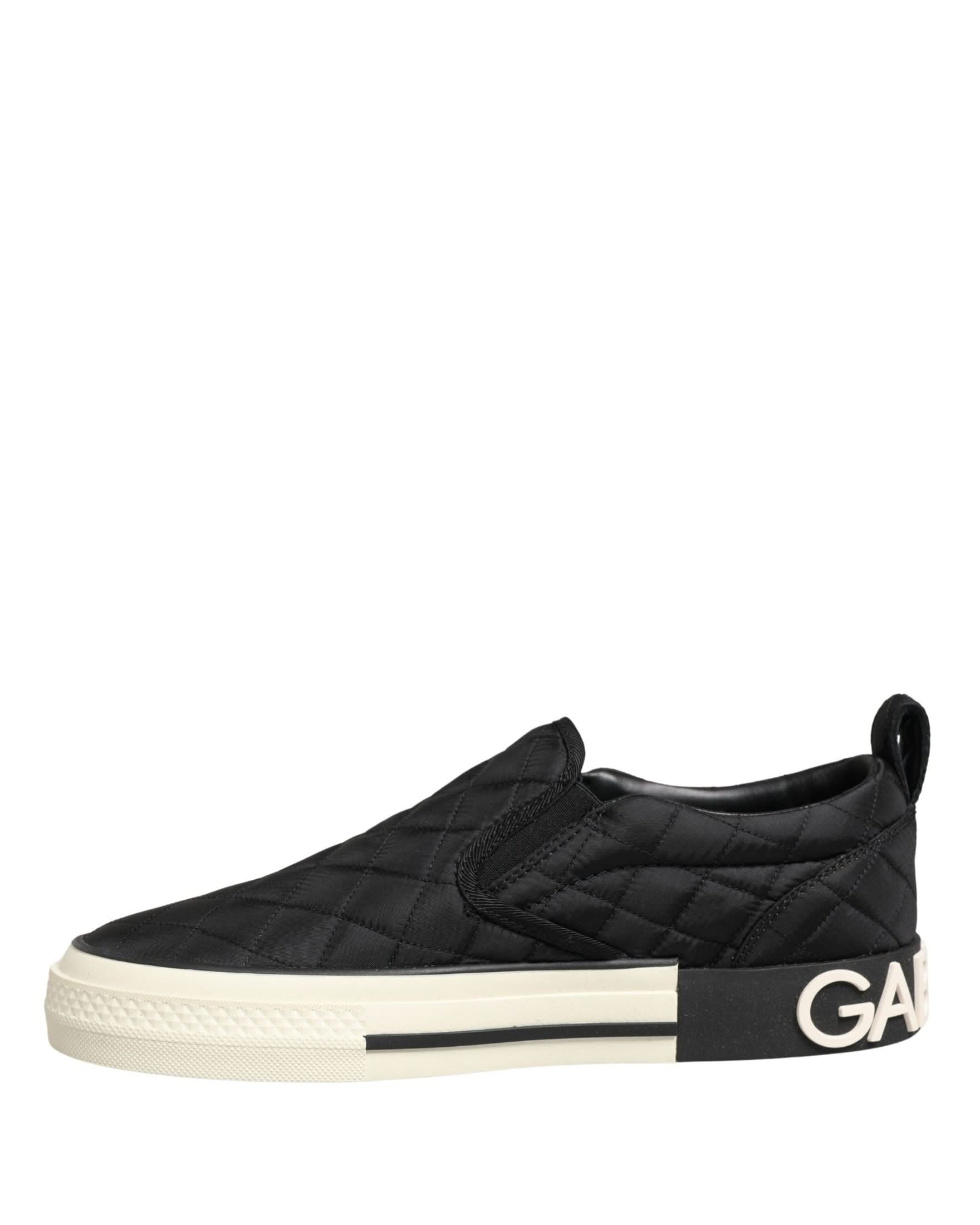 Dolce & Gabbana Black Quilted Slip On Low Top Sneakers Shoes Glam Steals