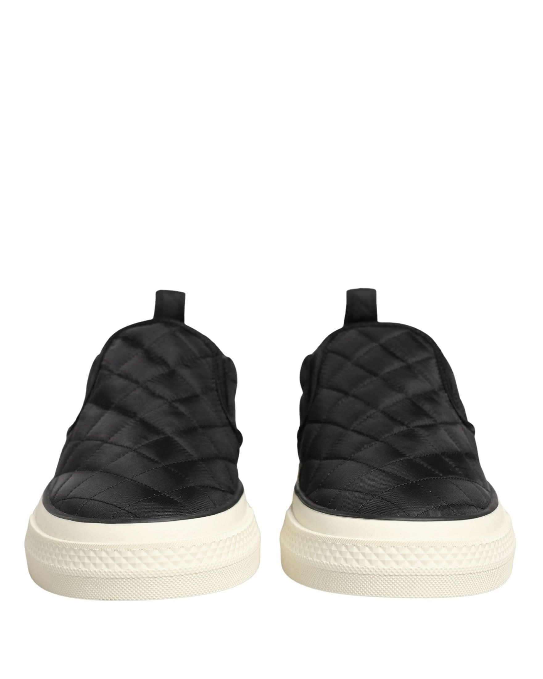 Dolce & Gabbana Black Quilted Slip On Low Top Sneakers Shoes Glam Steals