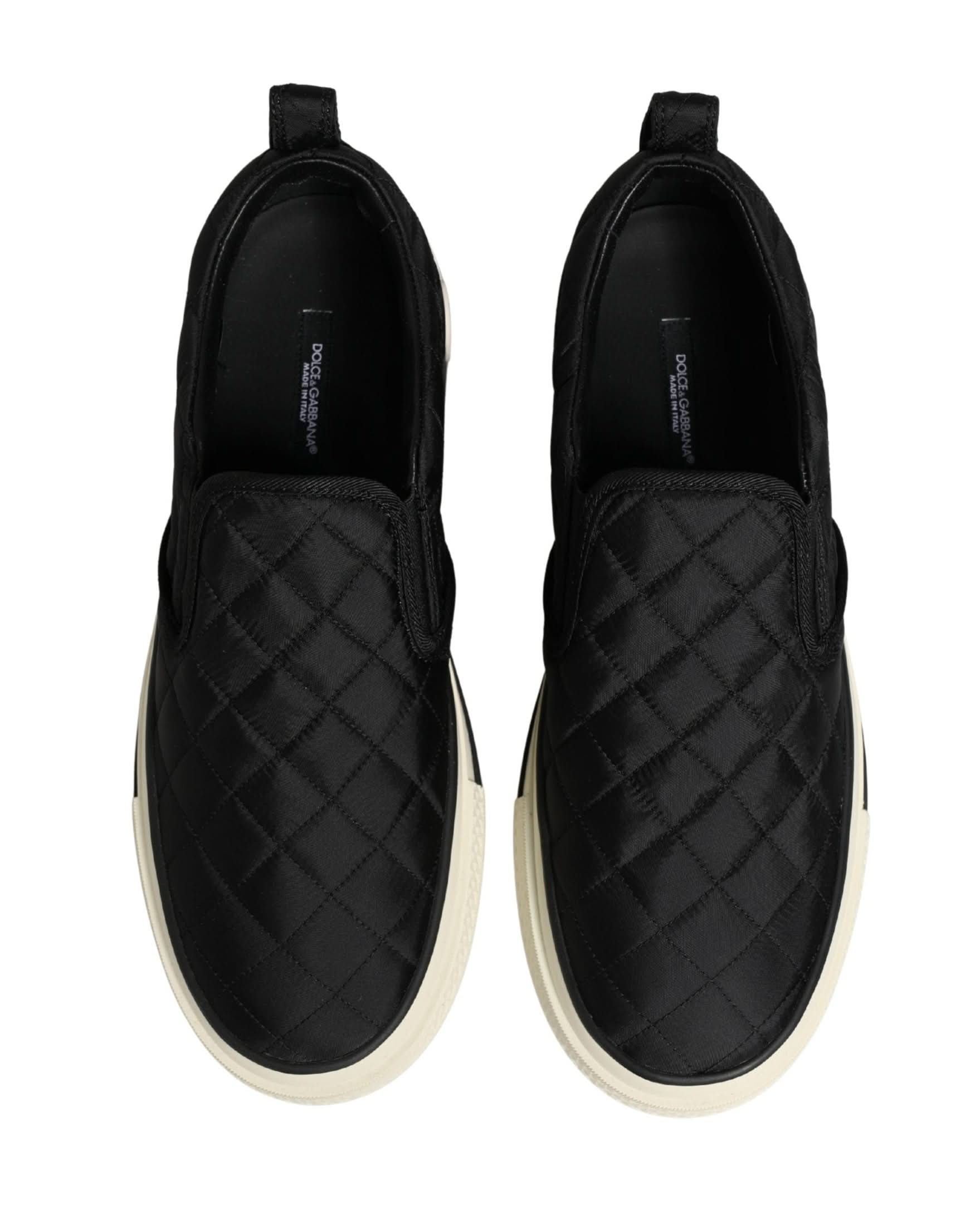 Dolce & Gabbana Black Quilted Slip On Low Top Sneakers Shoes Glam Steals