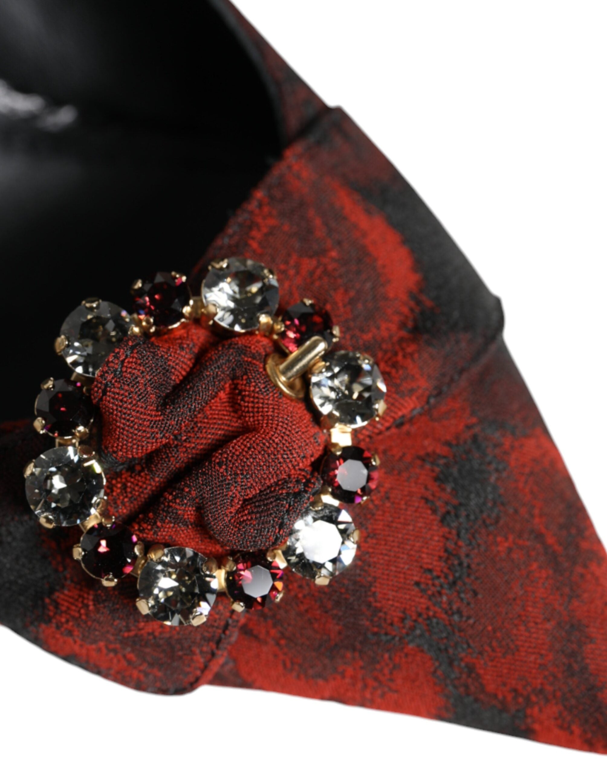 Dolce & Gabbana Black Red Floral Crystal Heel Slingback Shoes Glam Steals