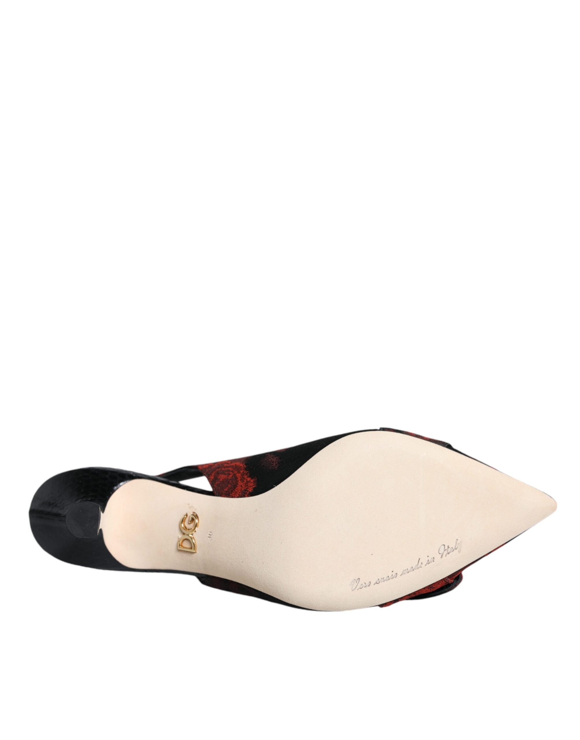 Dolce & Gabbana Black Red Floral Crystal Heel Slingback Shoes Glam Steals