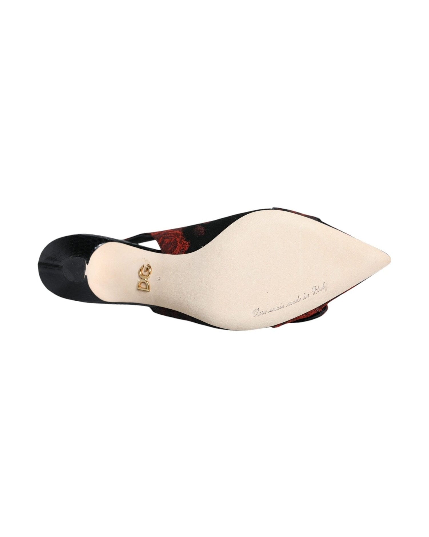 Dolce & Gabbana Black Red Floral Crystal Heel Slingback Shoes Glam Steals