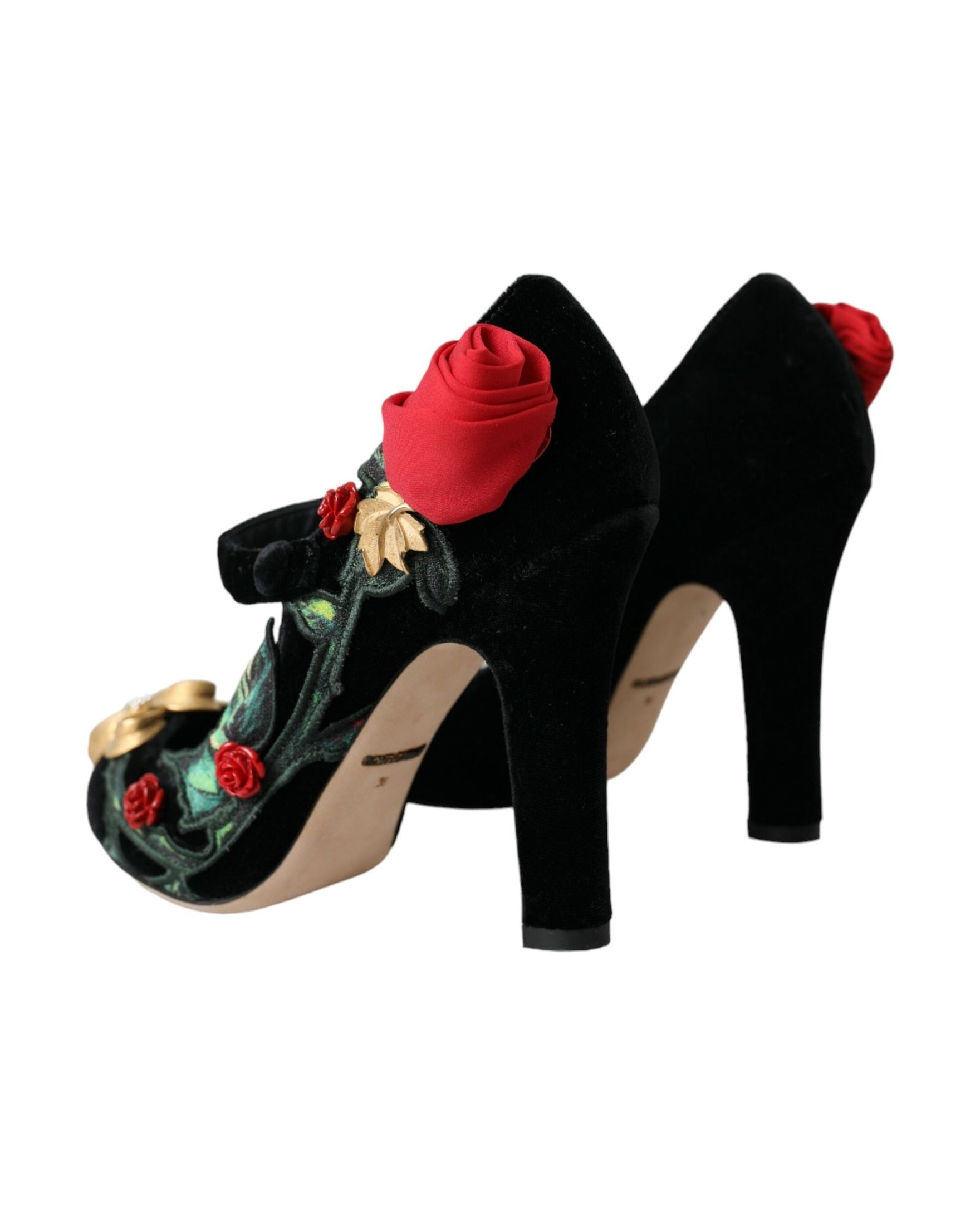 Dolce & Gabbana Black Roses Crystal Brooch Mary Jane Shoes Glam Steals