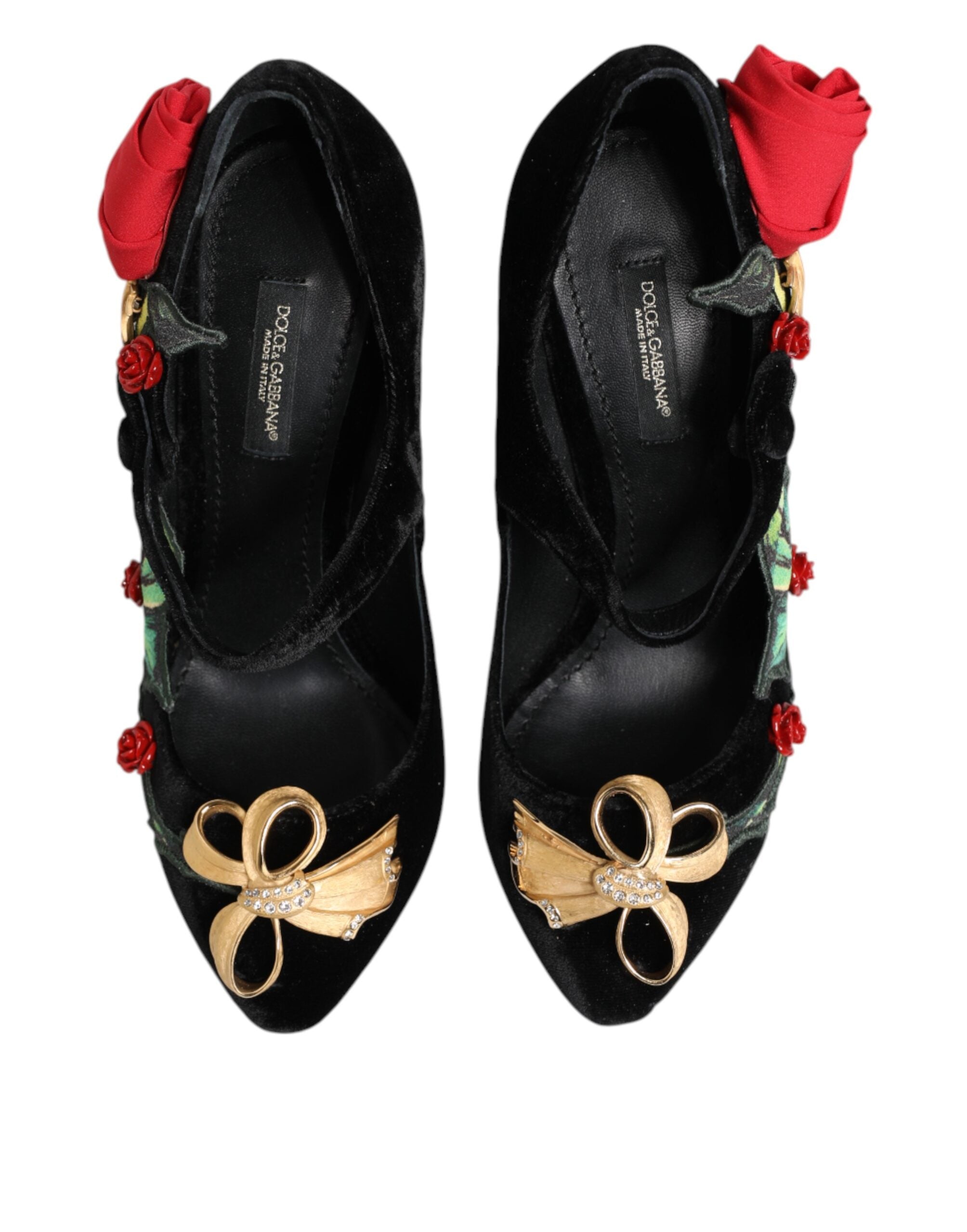 Dolce & Gabbana Black Roses Crystal Brooch Mary Jane Shoes Glam Steals