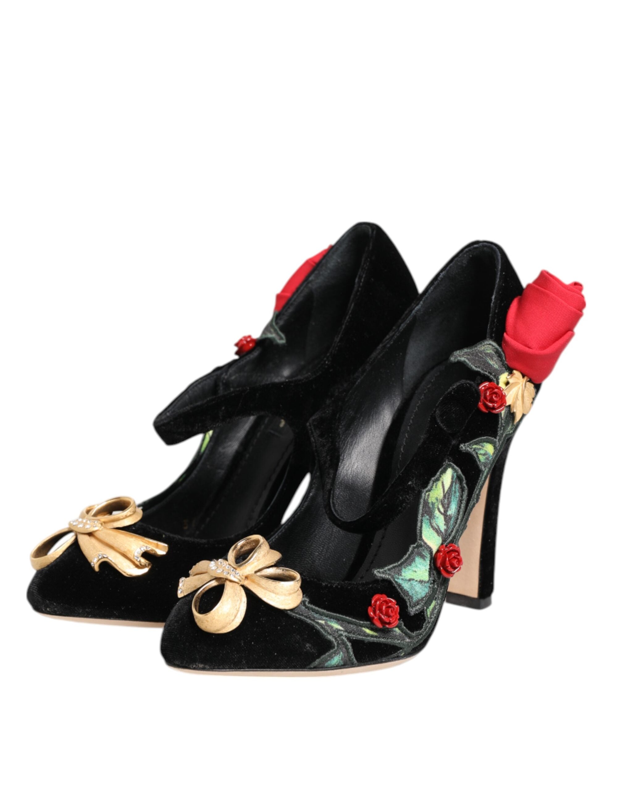 Dolce & Gabbana Black Roses Crystal Brooch Mary Jane Shoes Glam Steals