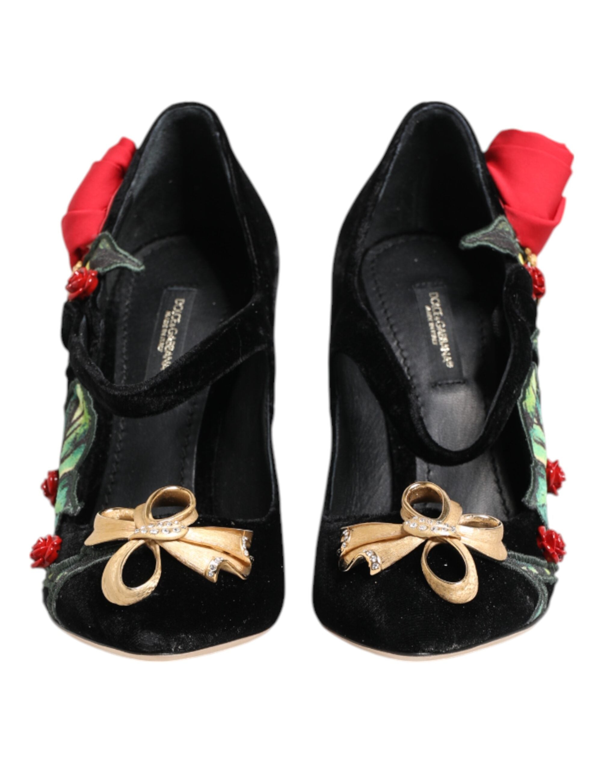 Dolce & Gabbana Black Roses Crystal Brooch Mary Jane Shoes Glam Steals