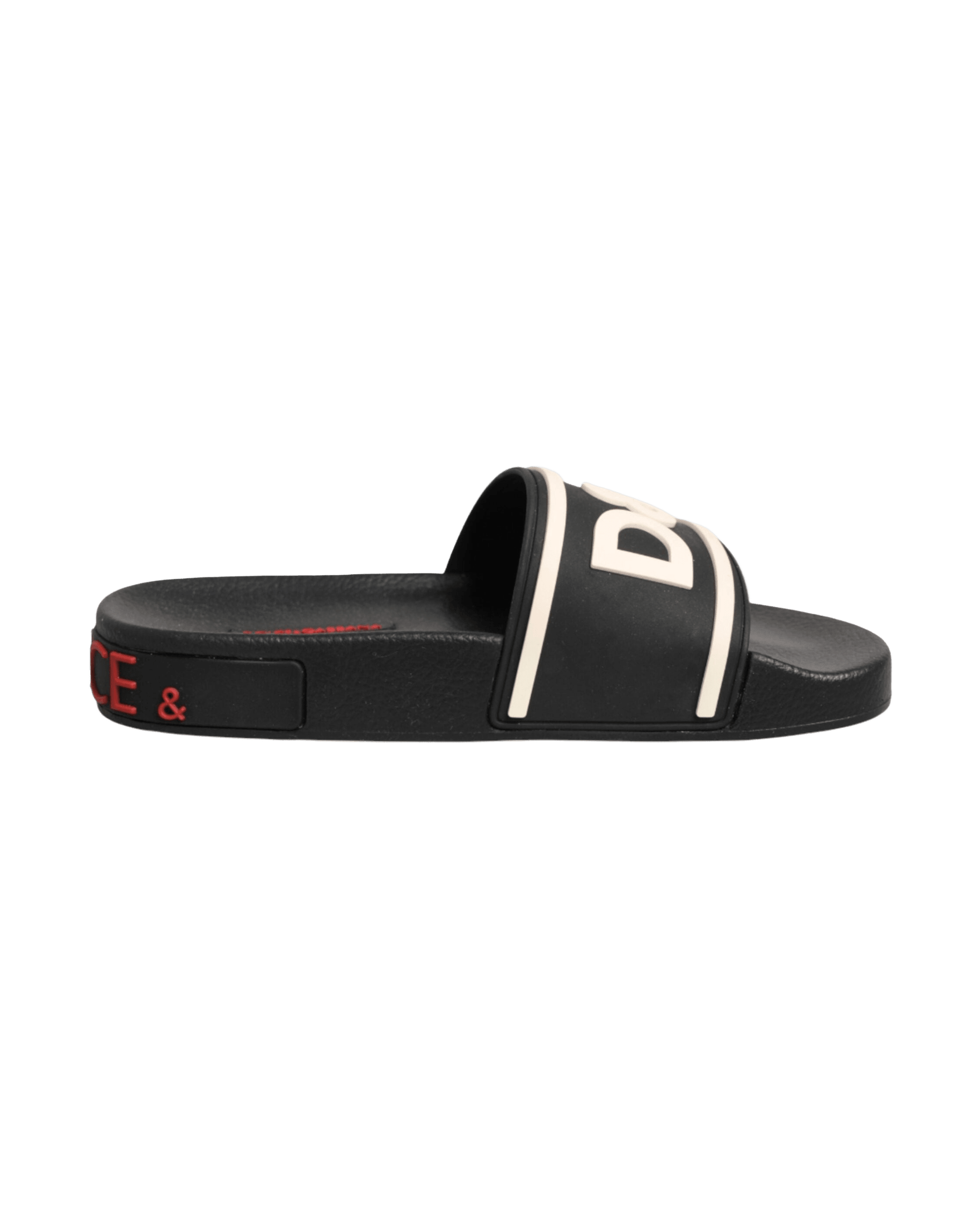 Dolce & Gabbana Black Rubber Slides Sandals Beachwear Shoes Sandals