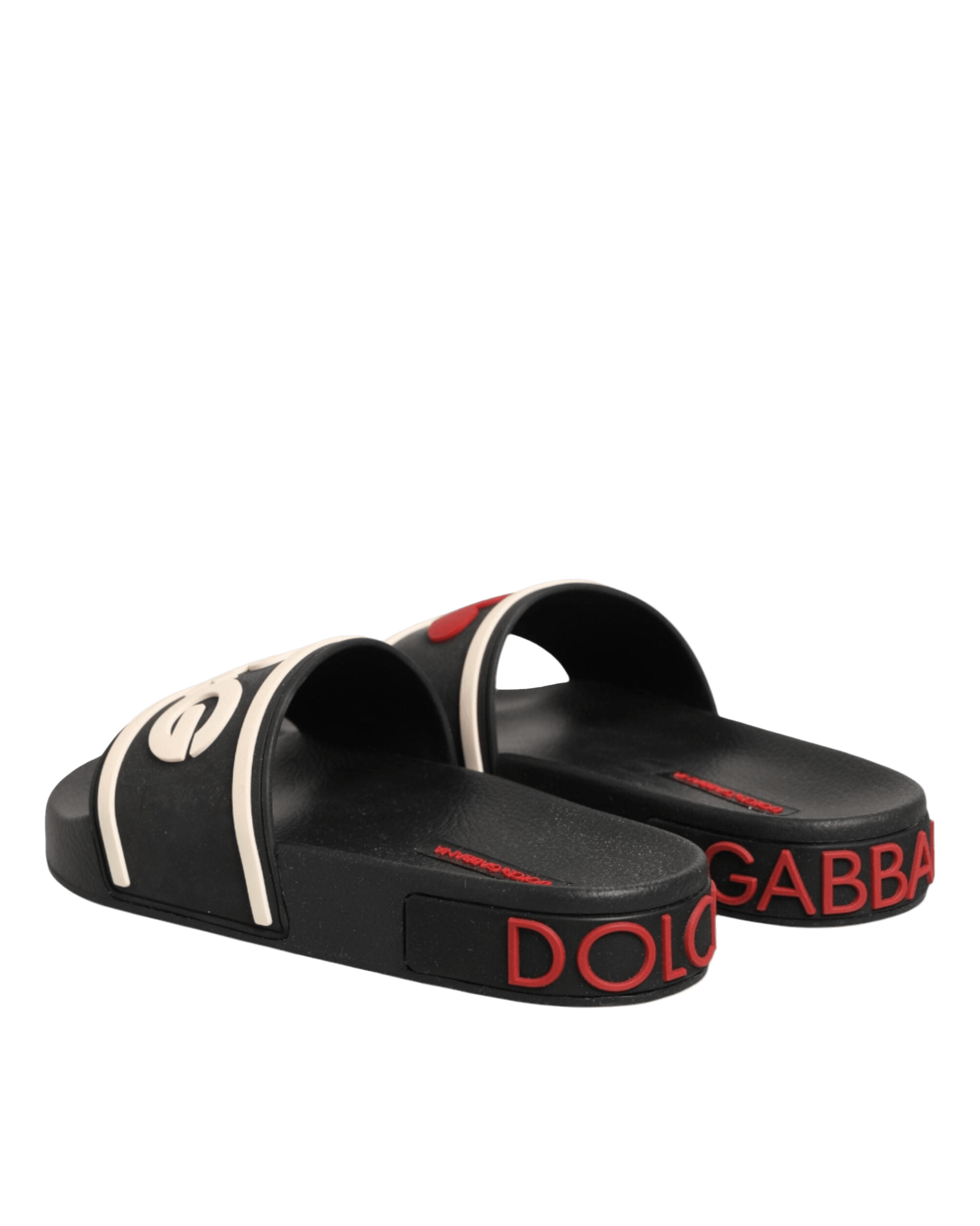 Dolce & Gabbana Black Rubber Slides Sandals Beachwear Shoes Glam Steals