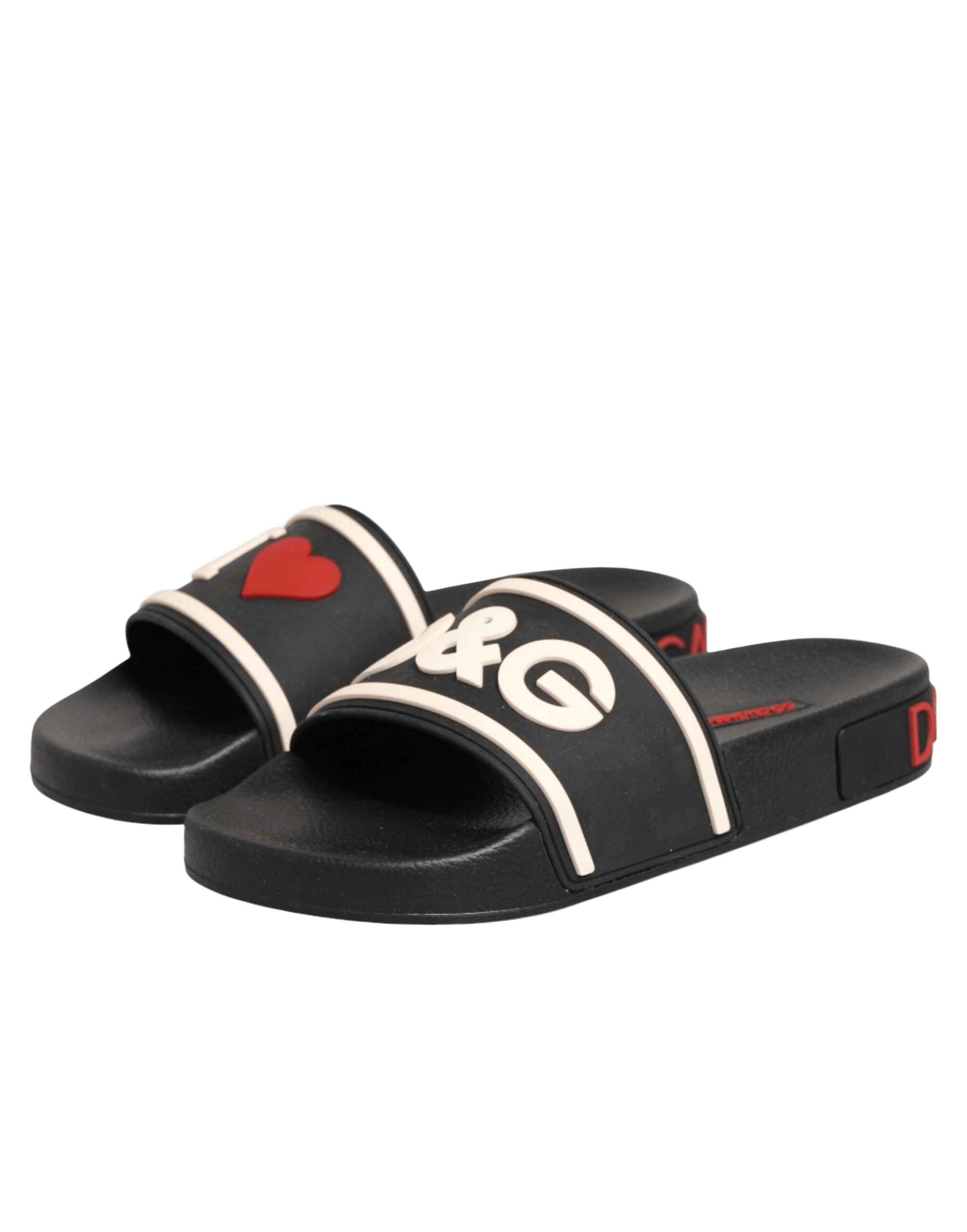 Dolce & Gabbana Black Rubber Slides Sandals Beachwear Shoes Glam Steals