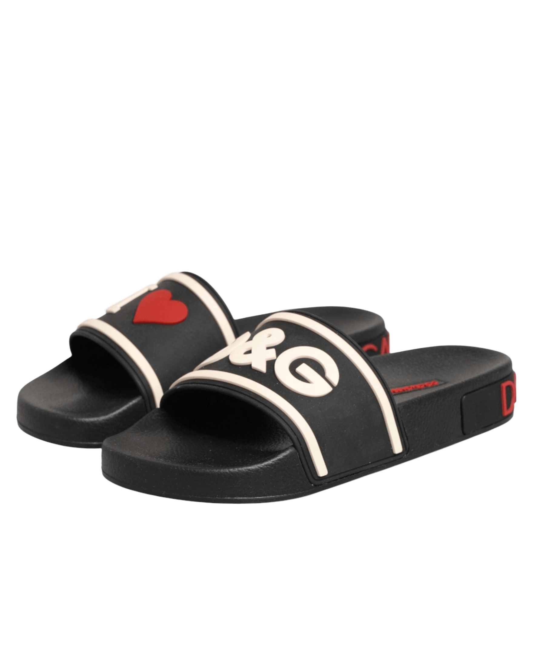 Dolce & Gabbana Black Rubber Slides Sandals Beachwear Shoes Glam Steals