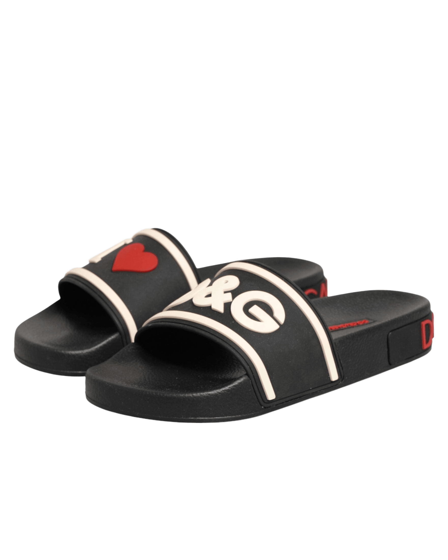 Dolce & Gabbana Black Rubber Slides Sandals Beachwear Shoes Sandals