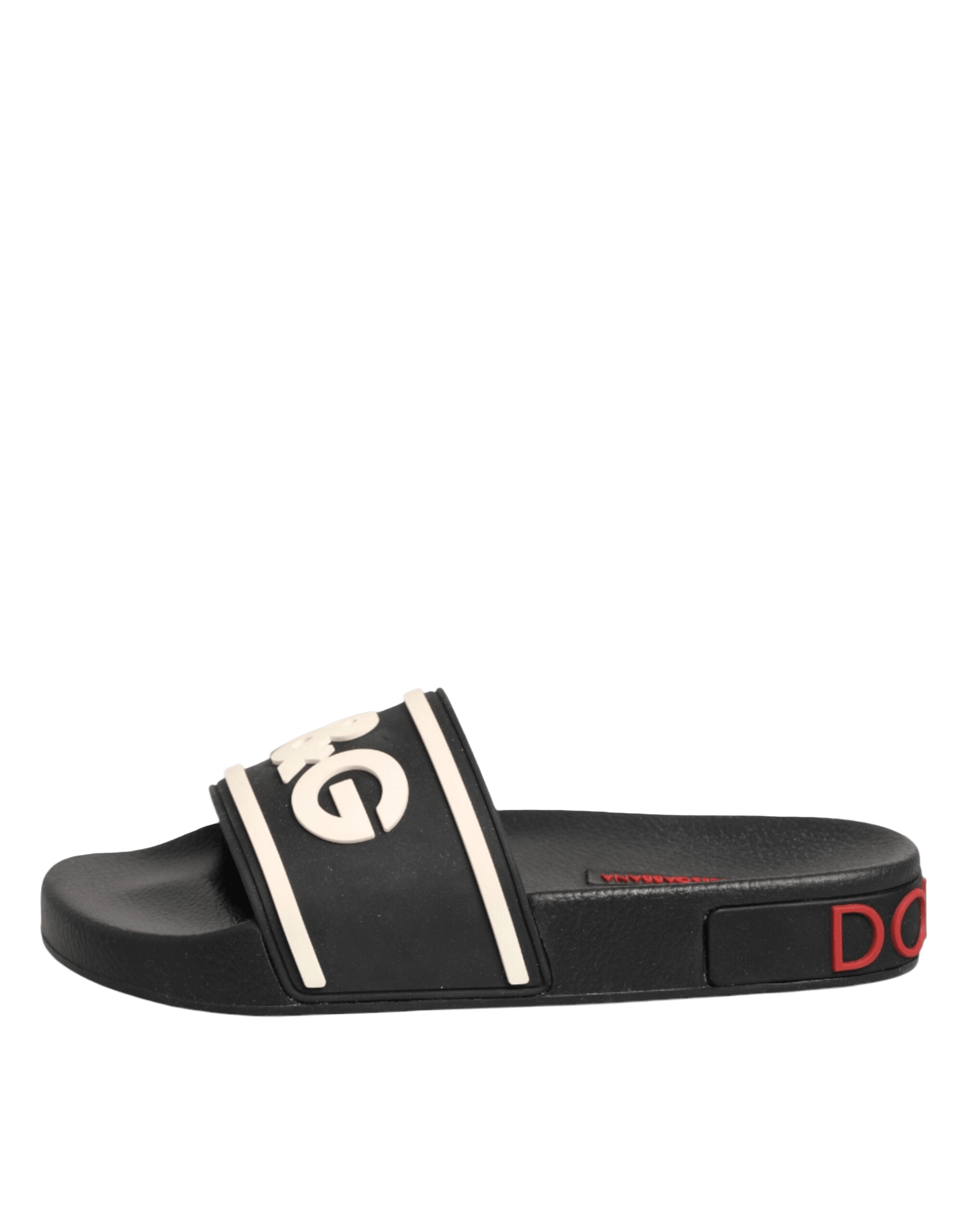 Dolce & Gabbana Black Rubber Slides Sandals Beachwear Shoes Glam Steals