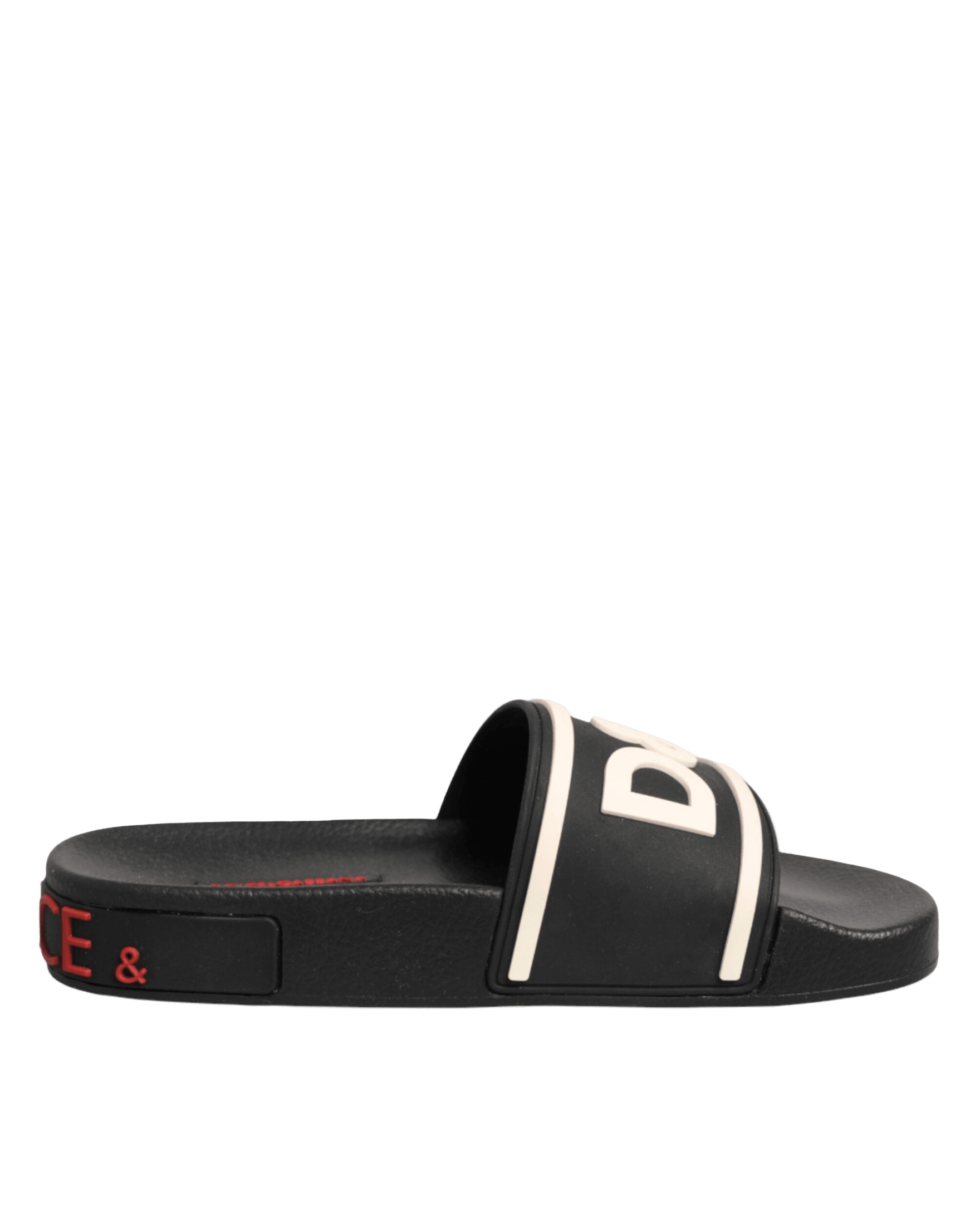 Dolce & Gabbana Black Rubber Slides Sandals Beachwear Shoes Sandals