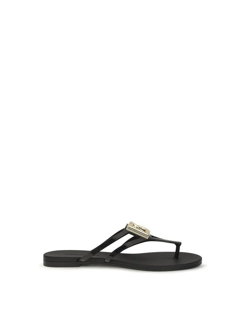 Dolce & Gabbana Black Rubber Strap Sandals