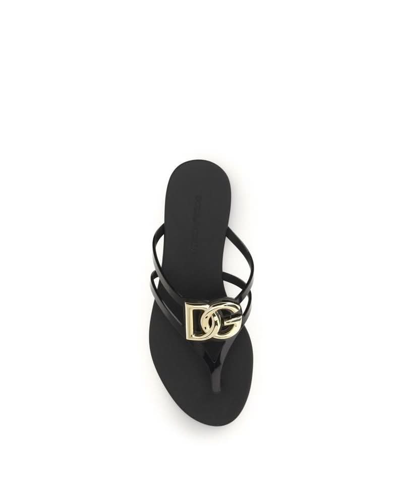 Dolce & Gabbana Black Rubber Strap Sandals