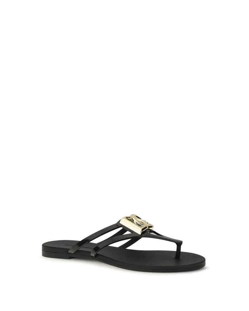 Dolce & Gabbana Black Rubber Strap Sandals