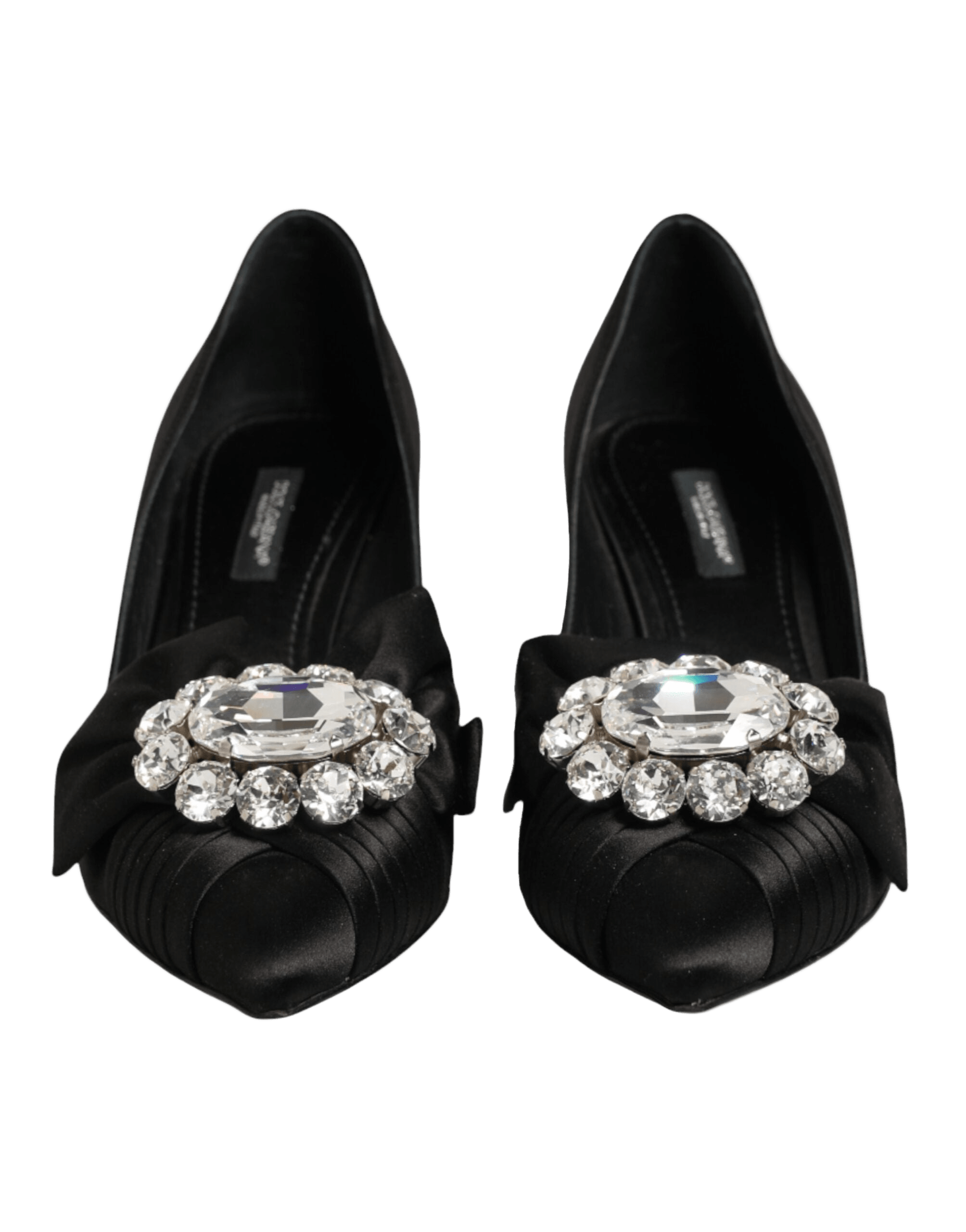 Dolce & Gabbana Black Satin Bow Crystal Embellishment Pumps Shoes Glam Steals