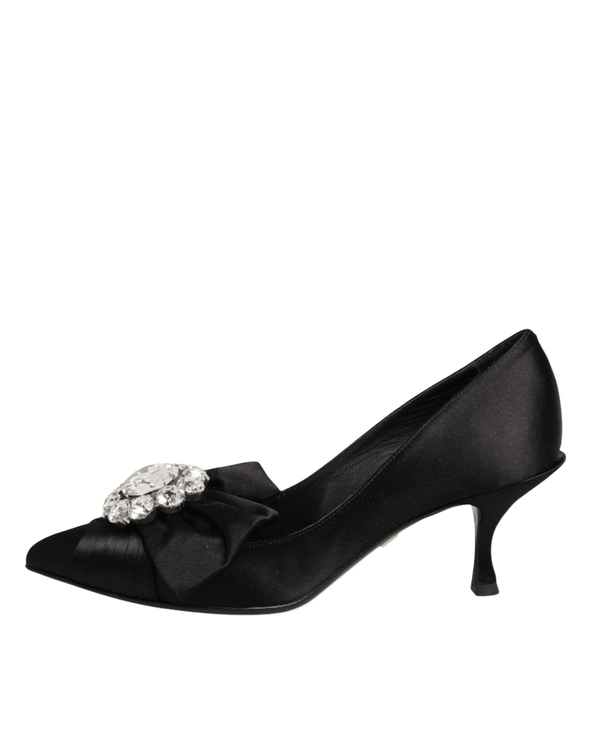 Dolce & Gabbana Black Satin Bow Crystal Embellishment Pumps Shoes Glam Steals