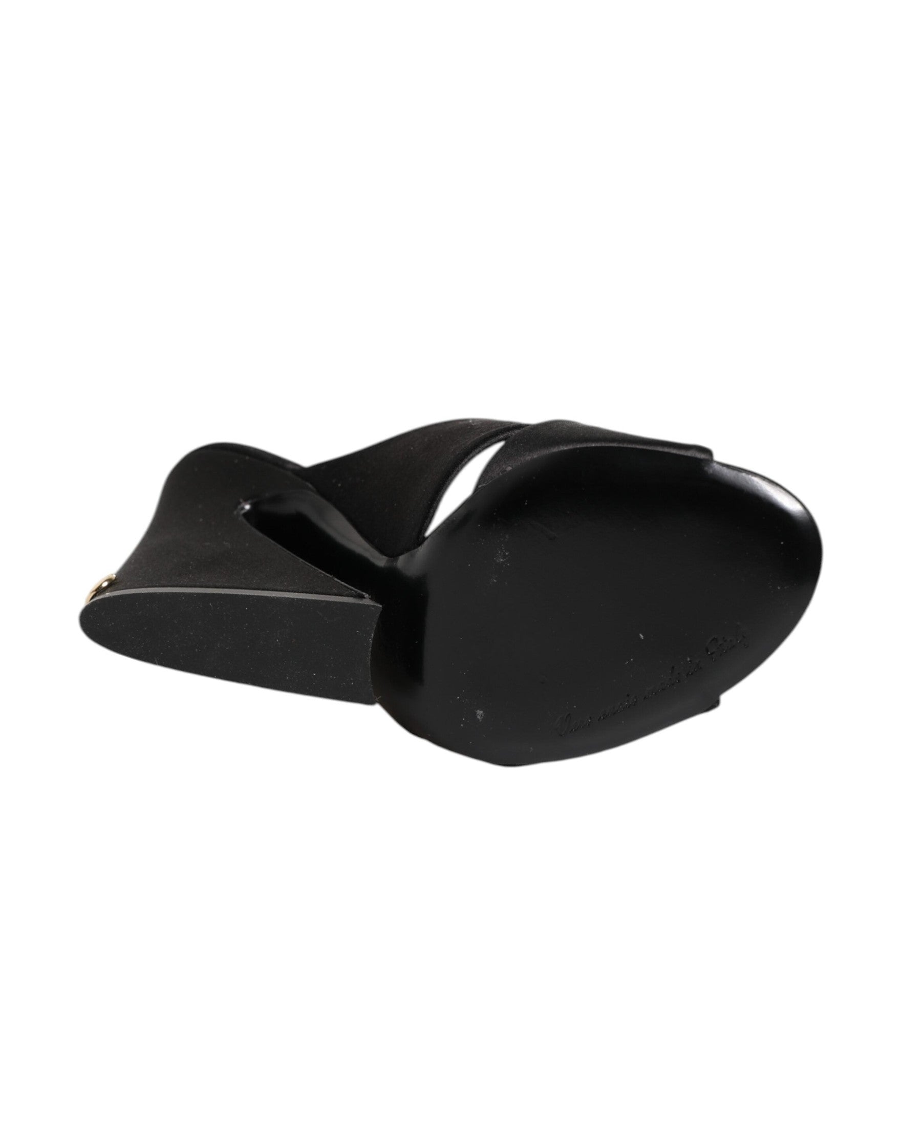 Dolce & Gabbana Black Satin Logo Keira Slides Sandals Shoes Glam Steals