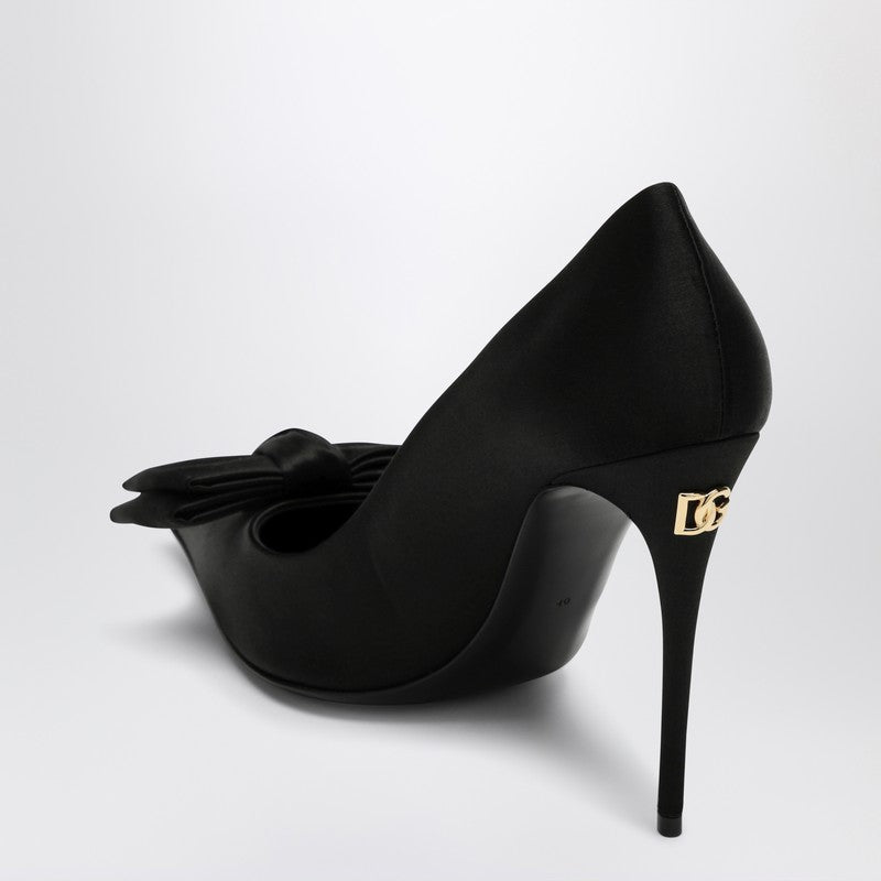 Dolce & Gabbana Black Satin Pumps With Bow Glam Steals